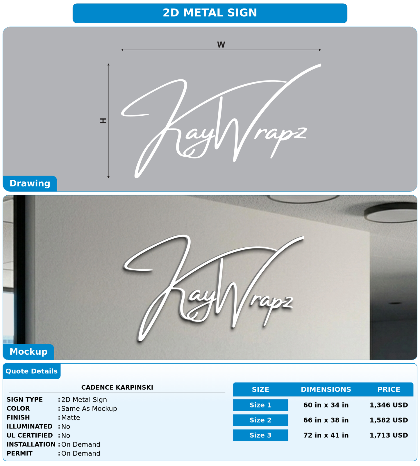 CUSTOM MOCKUP SIGN FOR Cadence Karpinski