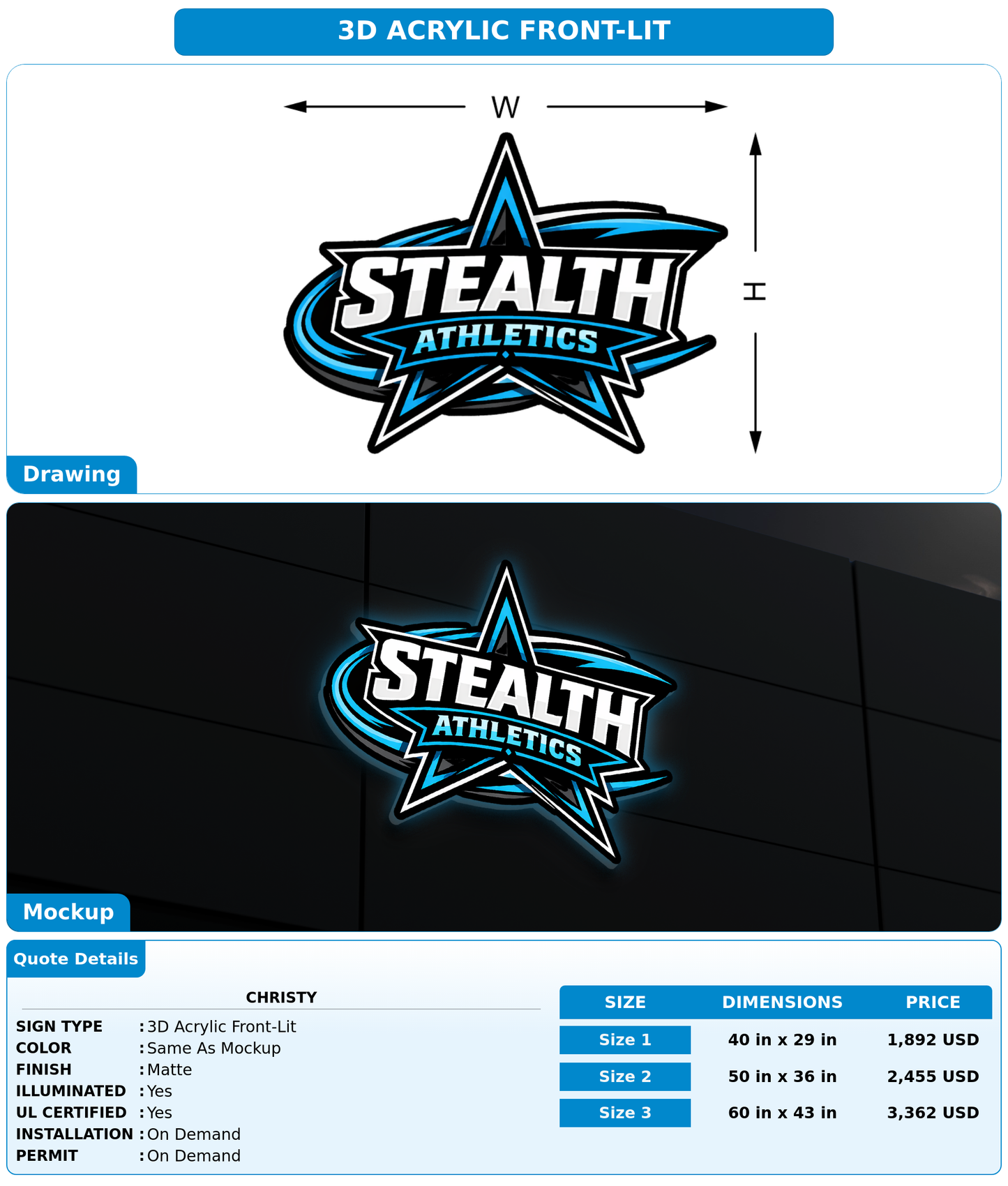 CUSTOM MOCKUP SIGN FOR Christy
