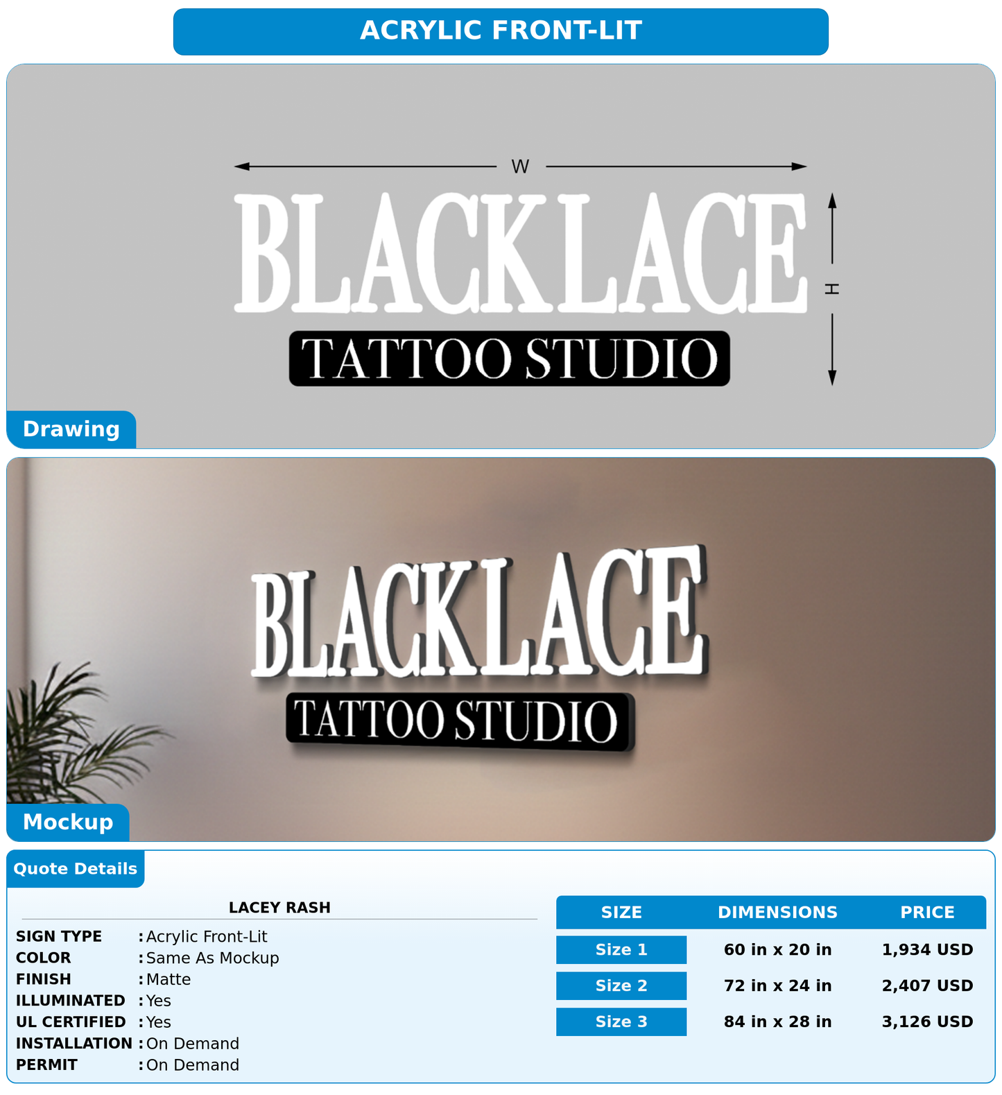 CUSTOM MOCKUP SIGN FOR Lacey rash