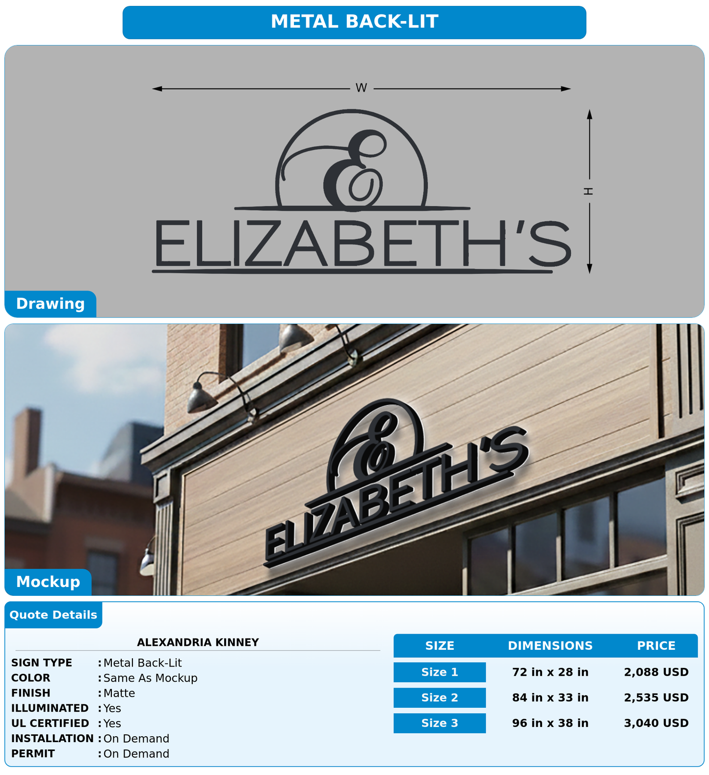 CUSTOM MOCKUP SIGN FOR Alexandria Kinney