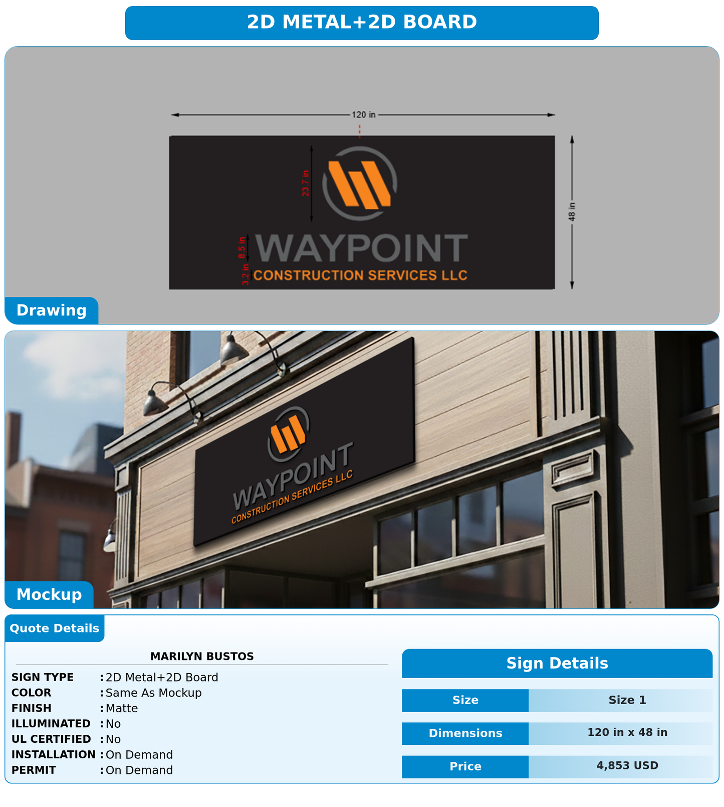CUSTOM MOCKUP SIGN FOR Marilyn Bustos