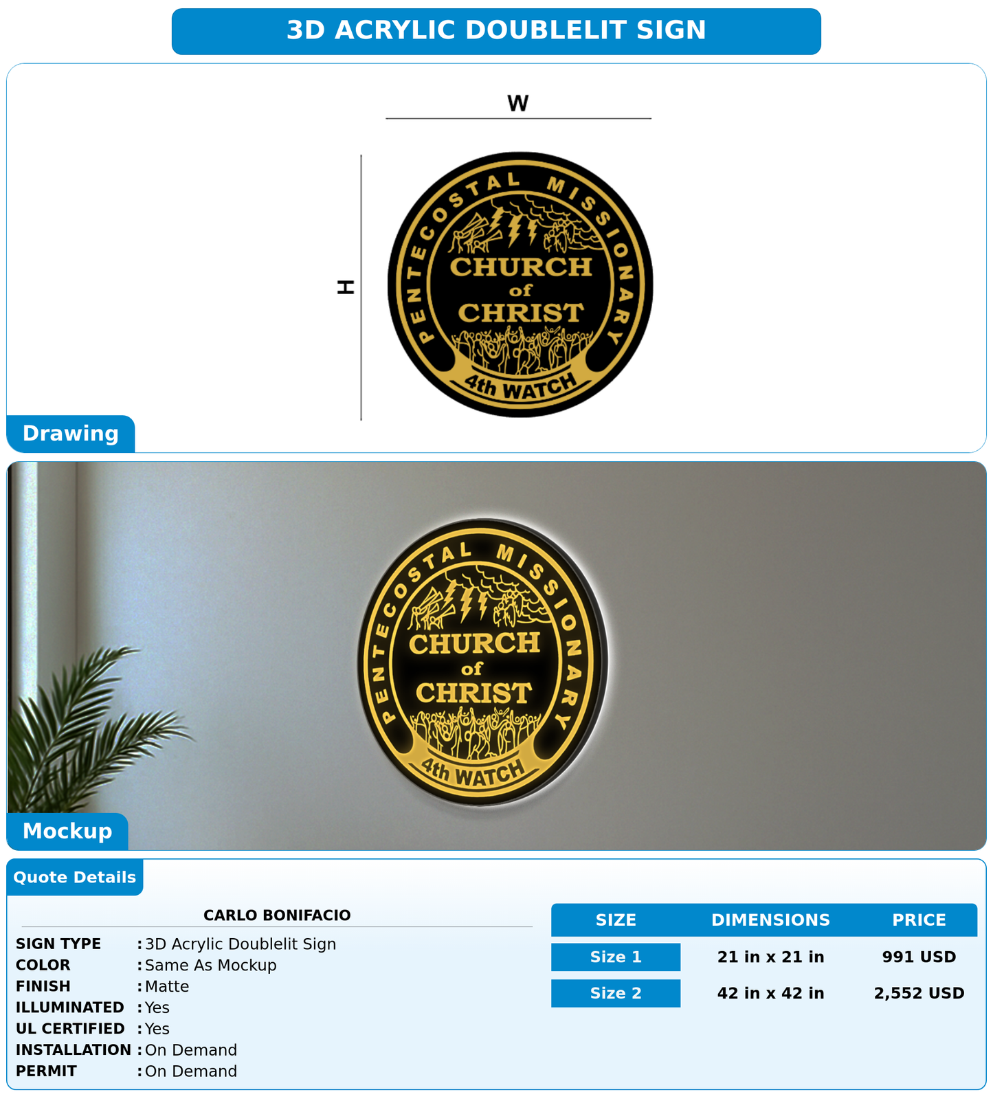 CUSTOM MOCKUP SIGN FOR Carlo Bonifacio
