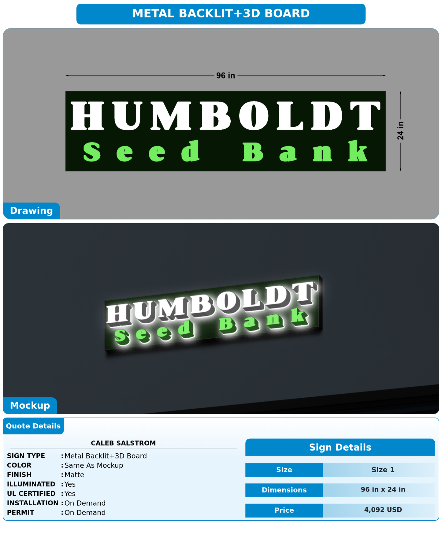 CUSTOM MOCKUP SIGN FOR Caleb Salstrom