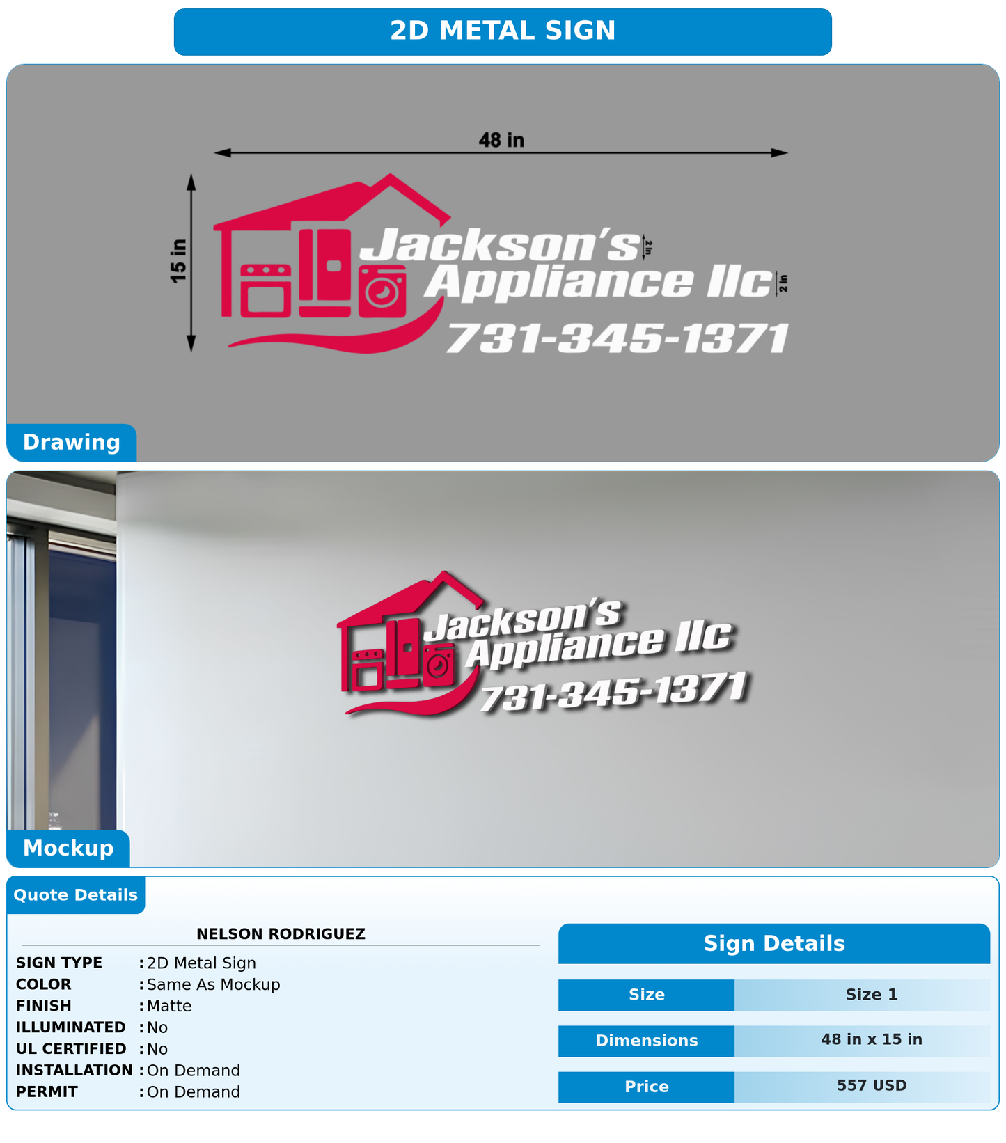 CUSTOM MOCKUP SIGN FOR Nelson Rodriguez