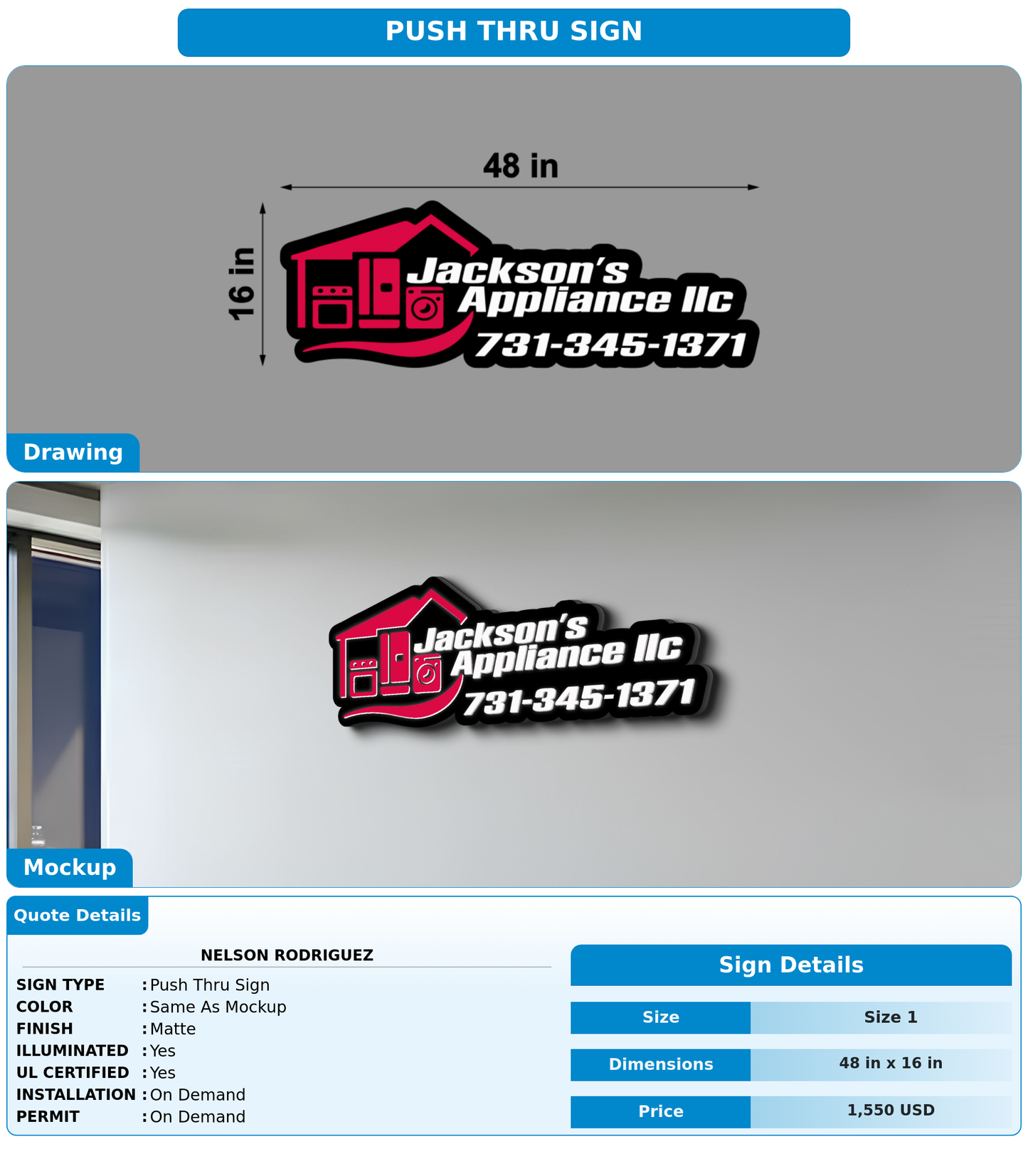 CUSTOM MOCKUP SIGN FOR Nelson Rodriguez