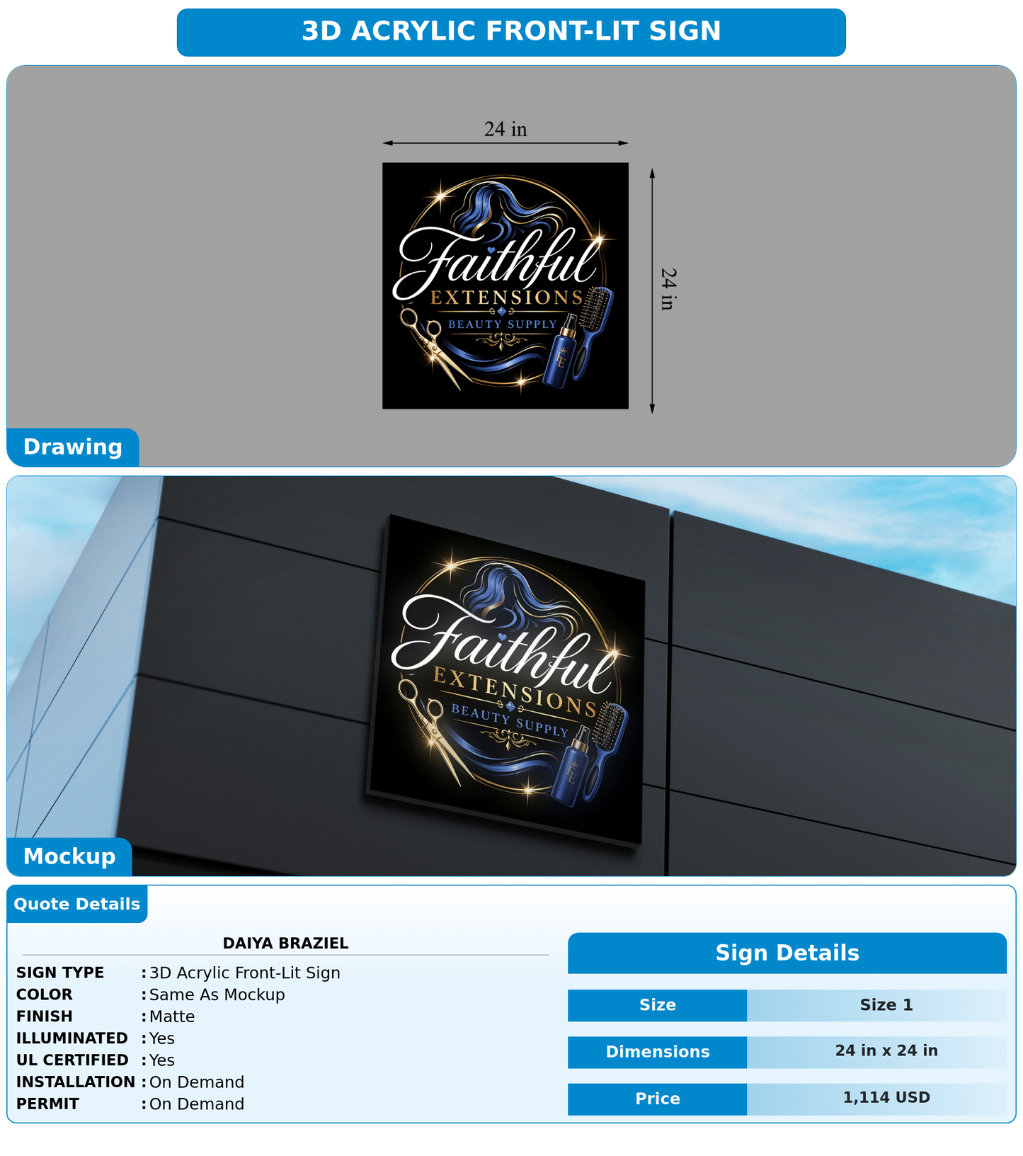 CUSTOM MOCKUP SIGN FOR Daiya Braziel