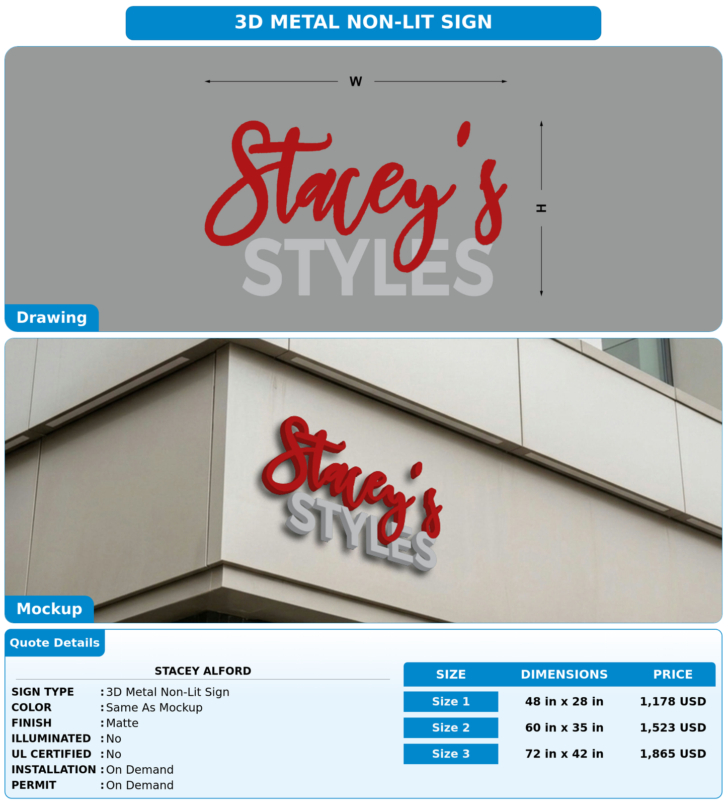 CUSTOM MOCKUP SIGN FOR Stacey Alford