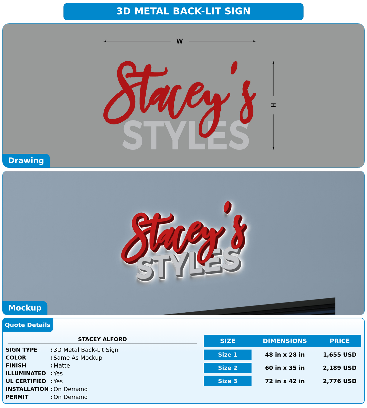 CUSTOM MOCKUP SIGN FOR Stacey Alford