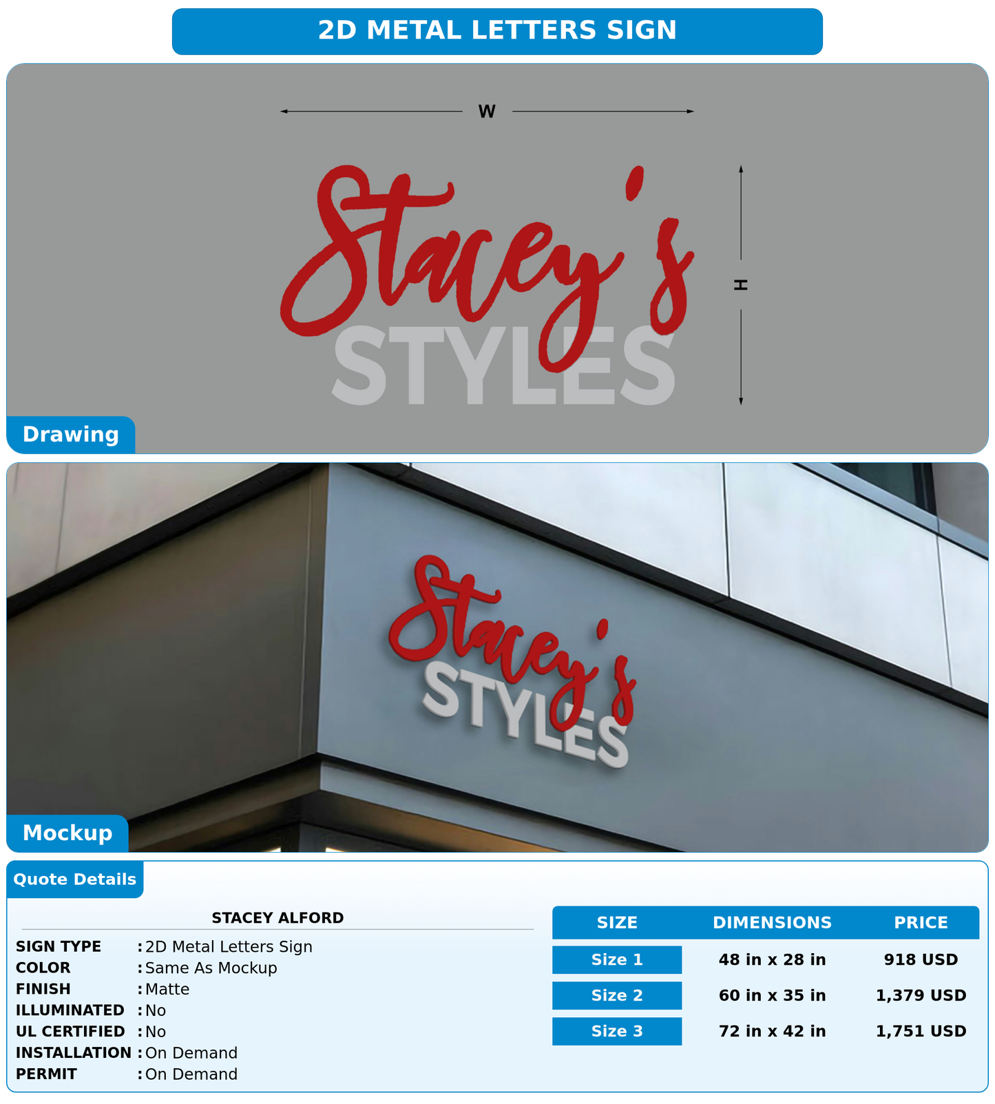 CUSTOM MOCKUP SIGN FOR Stacey Alford