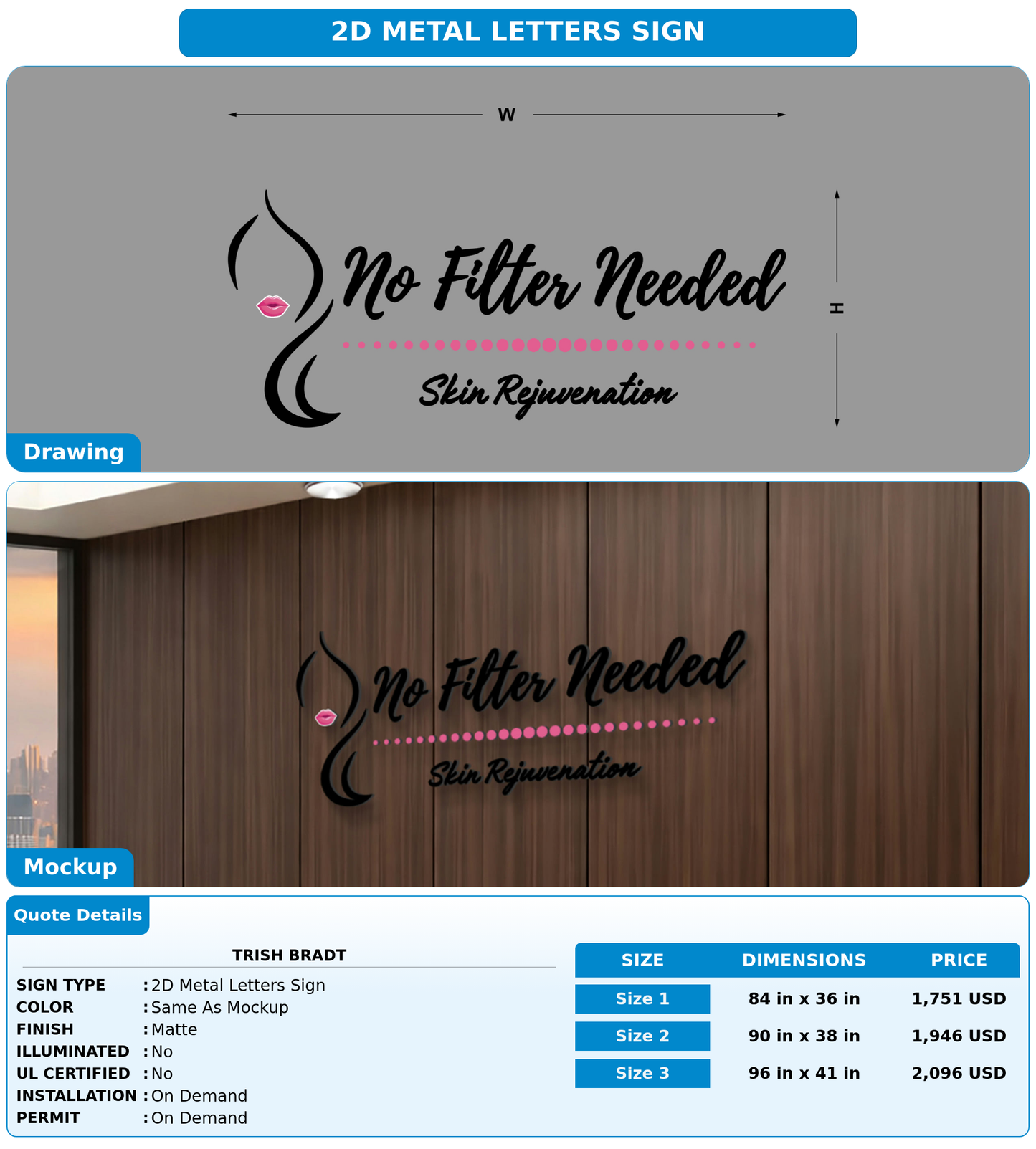 CUSTOM MOCKUP SIGN FOR Trish Bradt