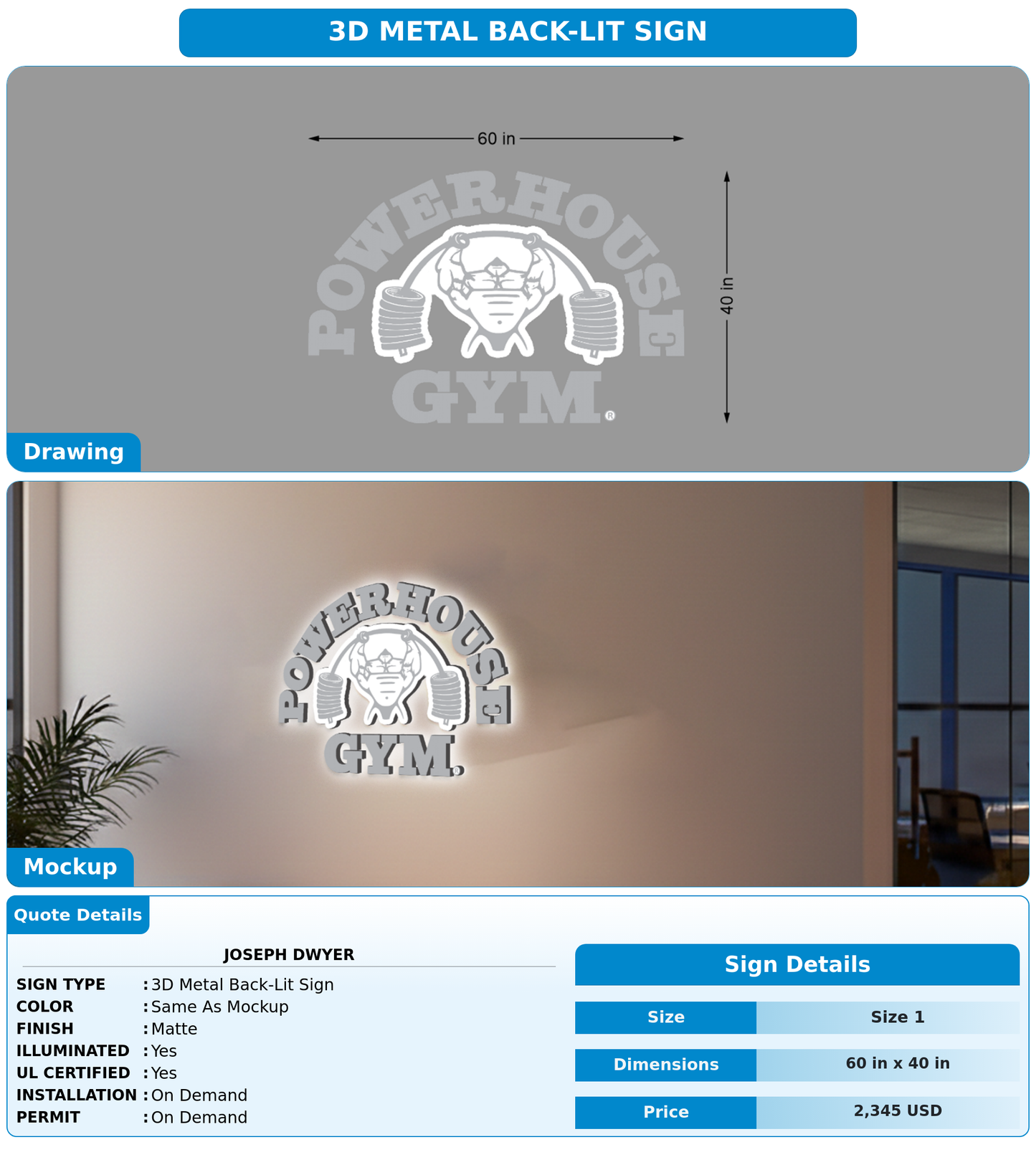 CUSTOM MOCKUP SIGN FOR Joseph Dwyer