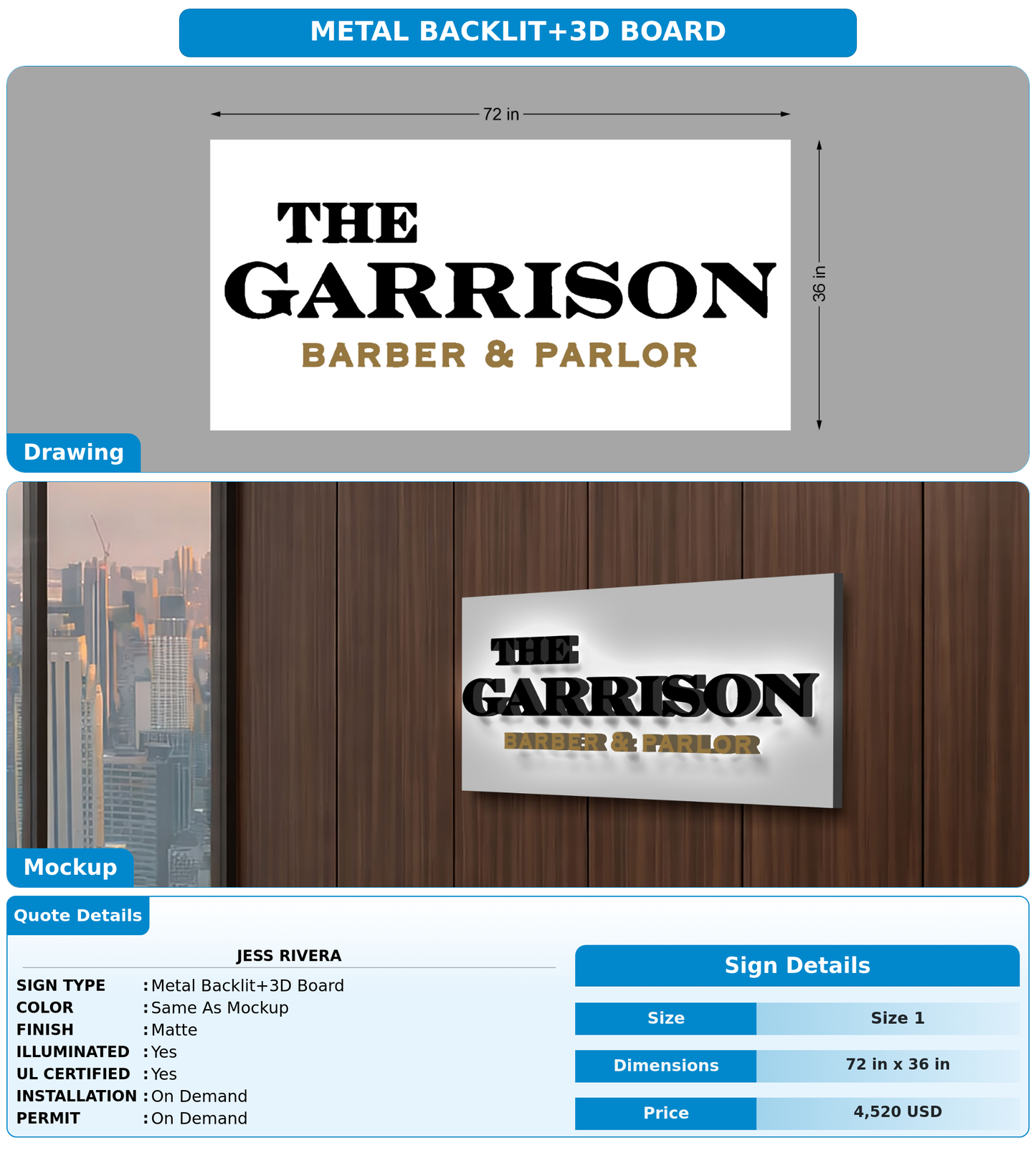 CUSTOM MOCKUP SIGN FOR Jess Rivera