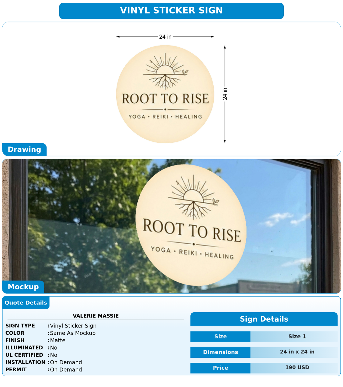 CUSTOM MOCKUP SIGN FOR Valerie Massie