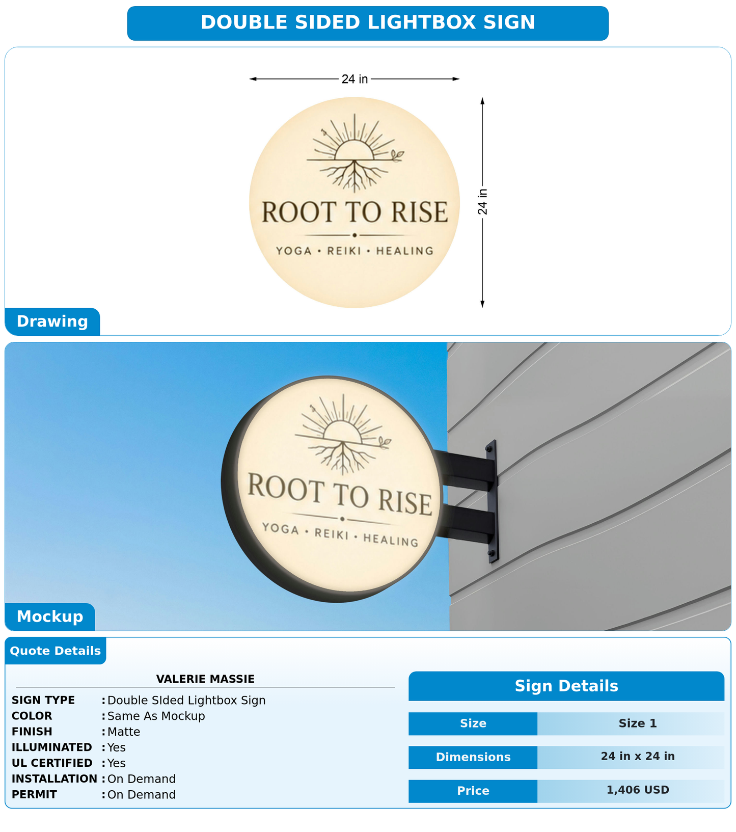 CUSTOM MOCKUP SIGN FOR Valerie Massie