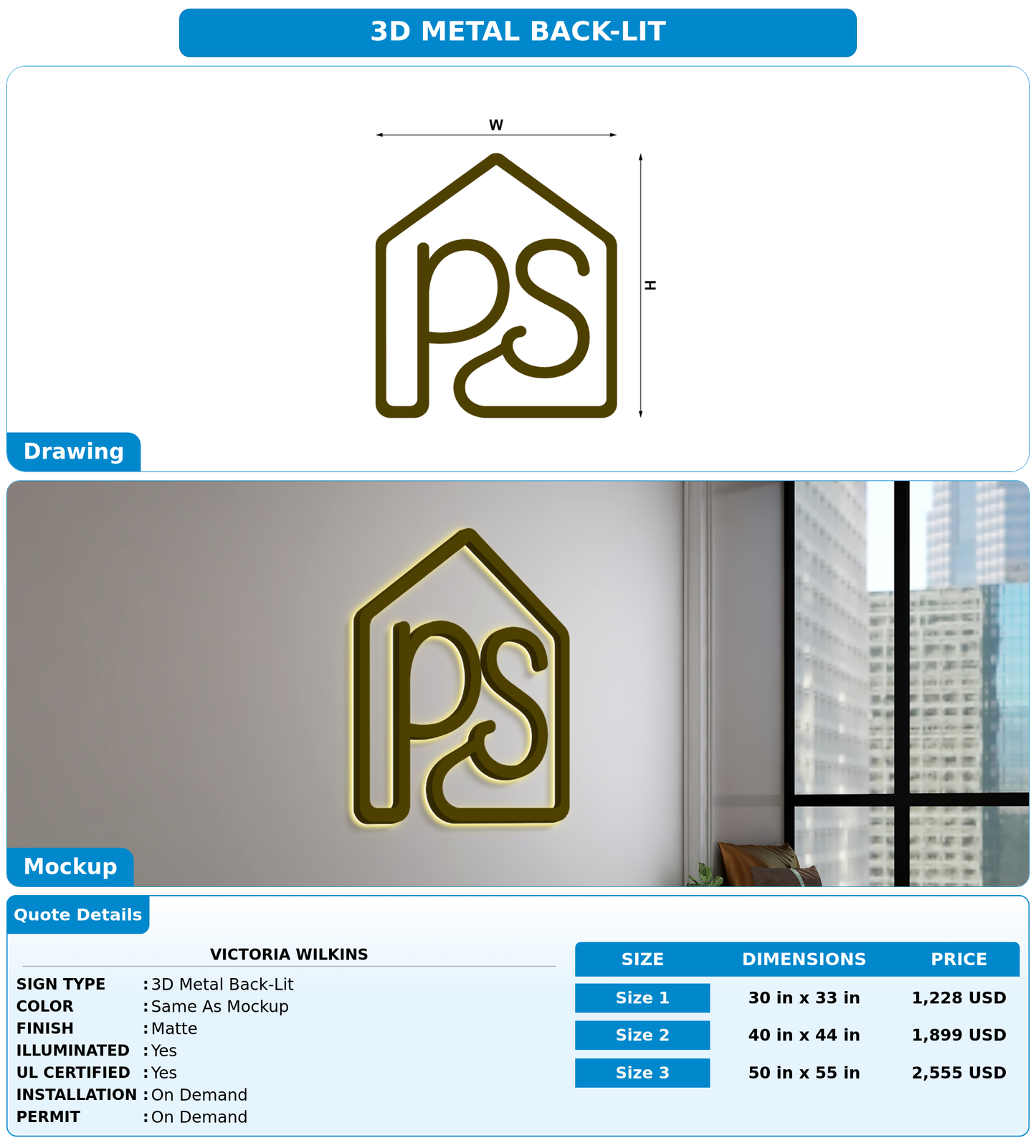 CUSTOM MOCKUP SIGN FOR Victoria Wilkins