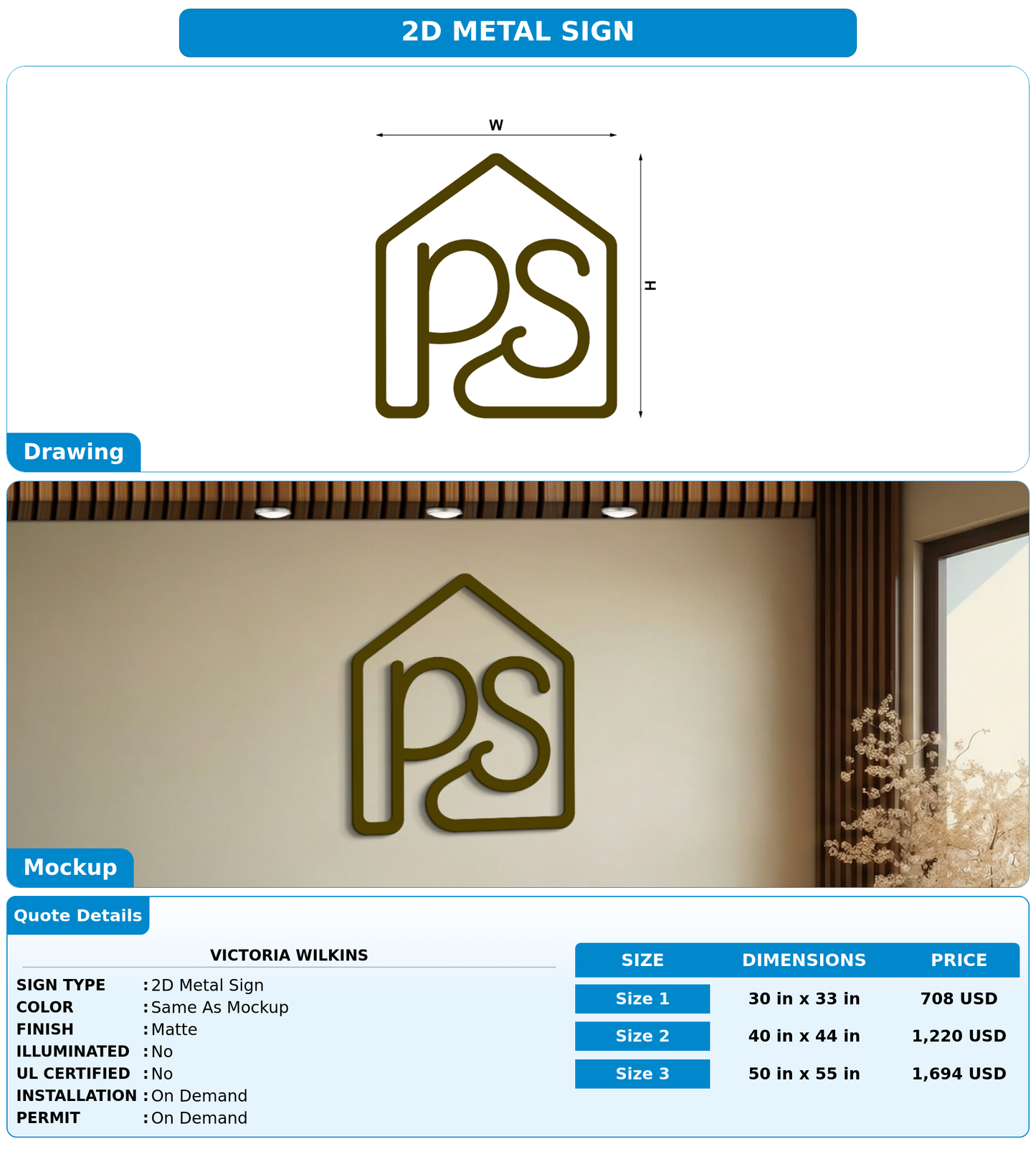 CUSTOM MOCKUP SIGN FOR Victoria Wilkins