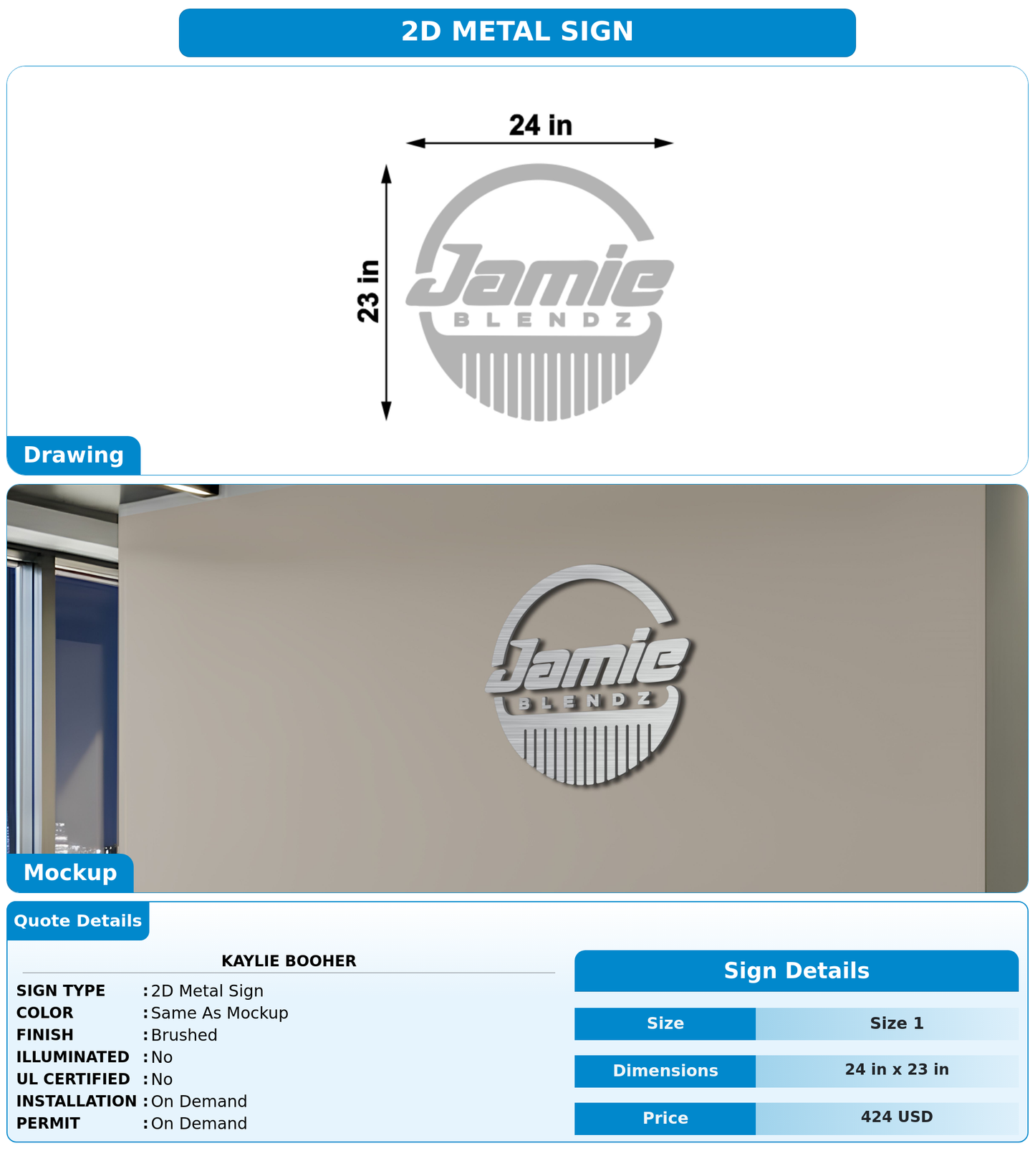 CUSTOM MOCKUP SIGN FOR Kaylie Booher
