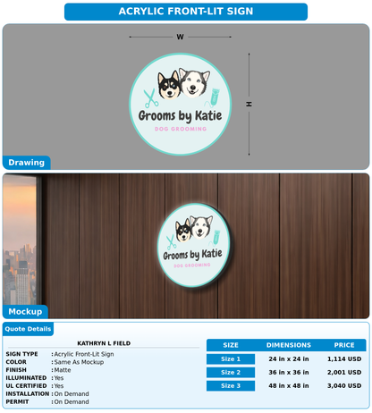 CUSTOM MOCKUP SIGN FOR Kathryn L Field