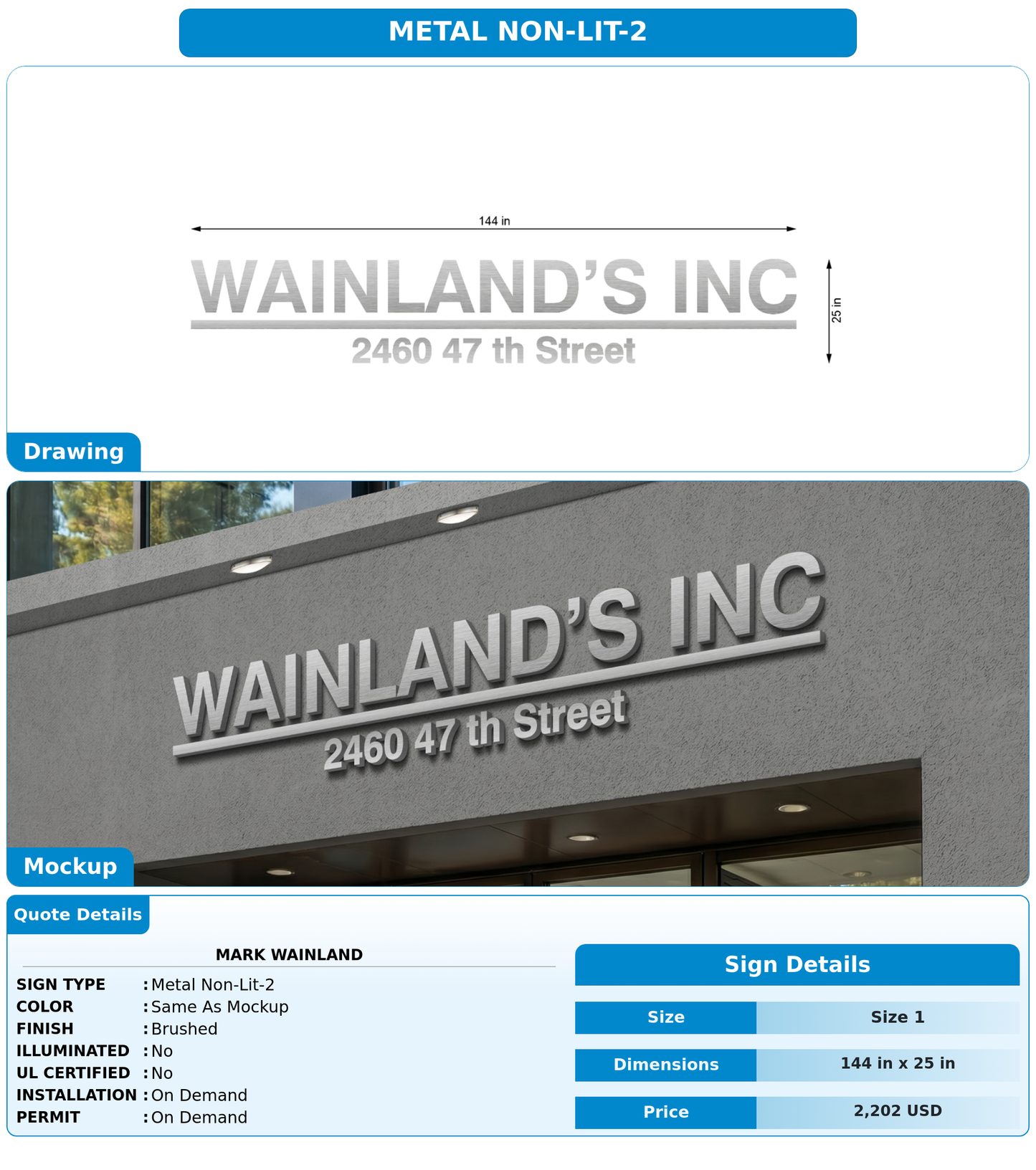 CUSTOM MOCKUP SIGN FOR Mark wainland