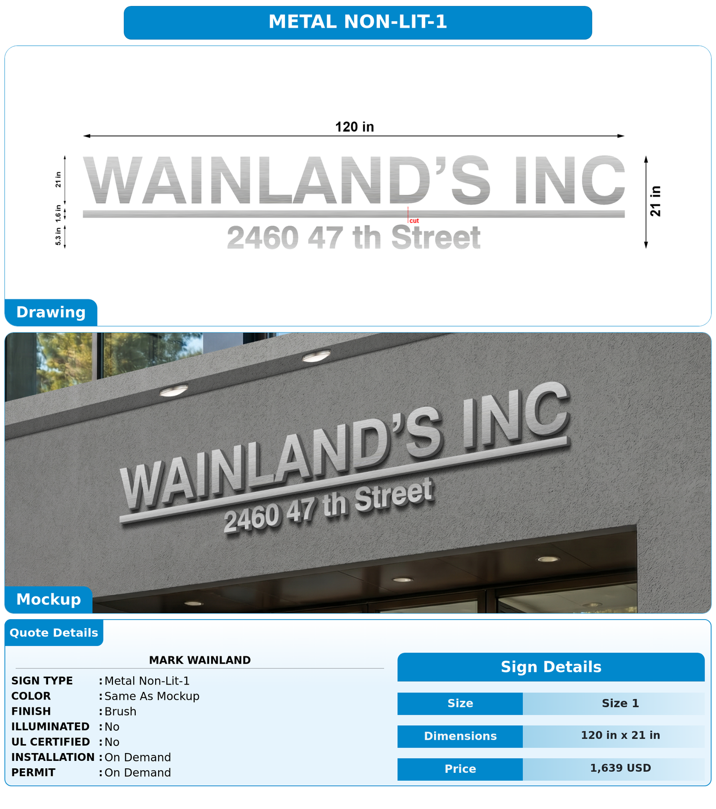CUSTOM MOCKUP SIGN FOR Mark wainland