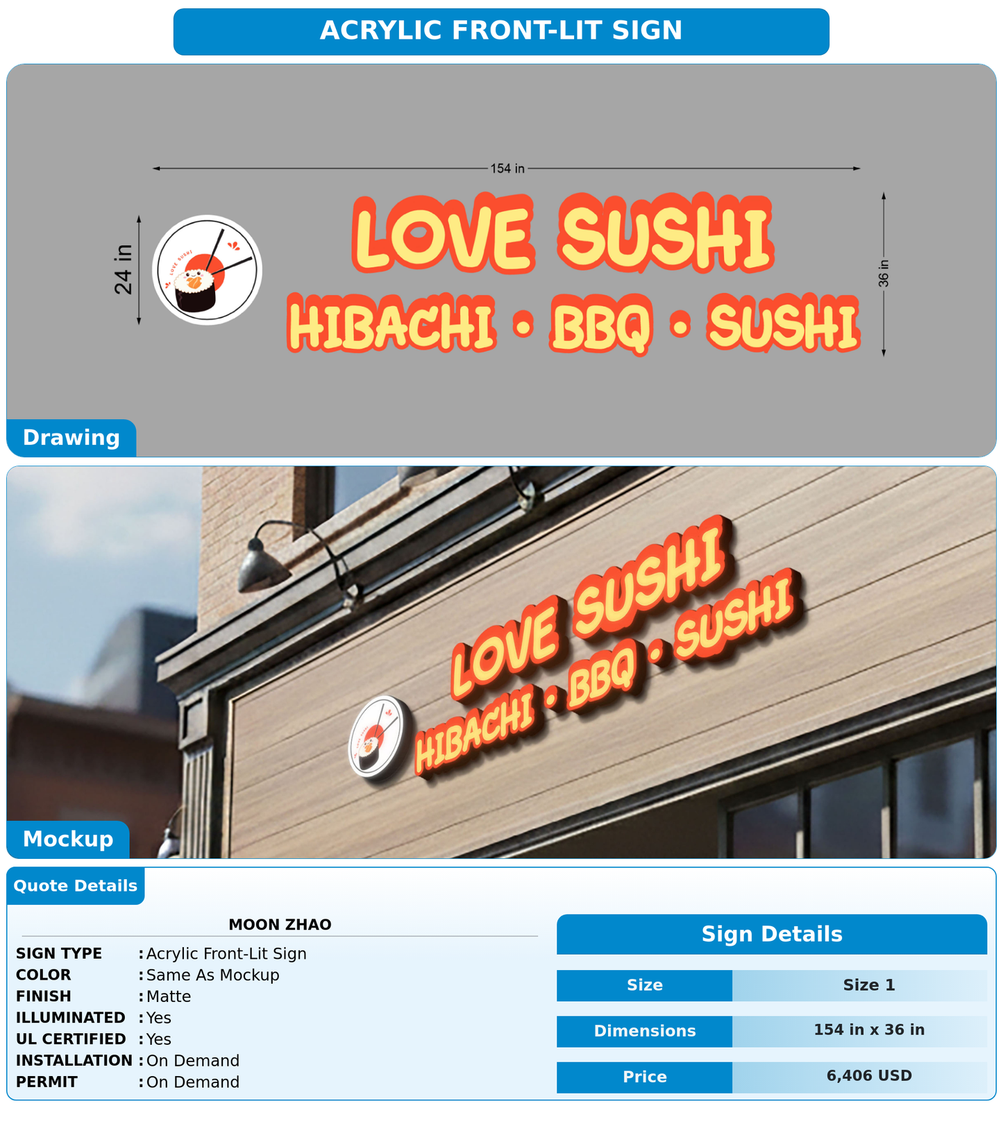 CUSTOM MOCKUP SIGN FOR Moon Zhao
