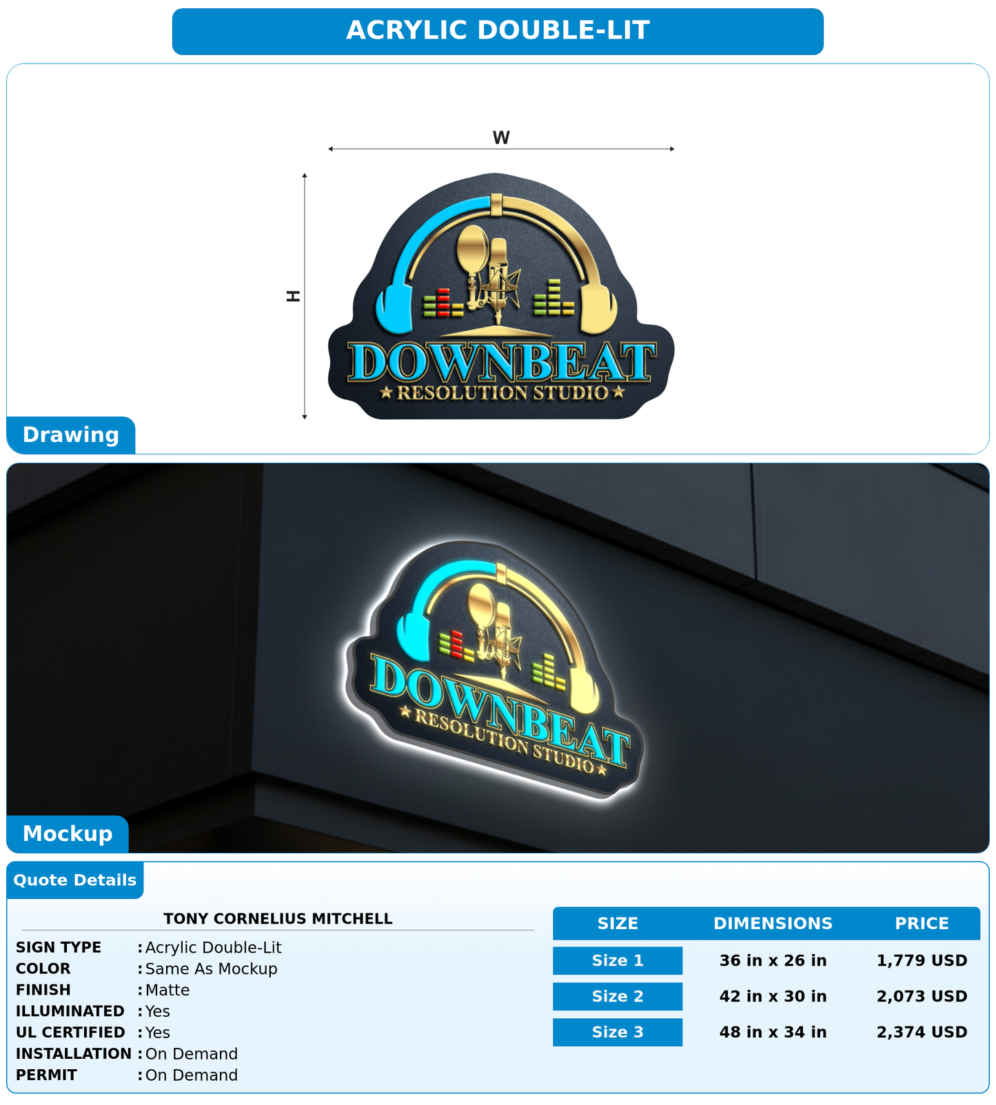 CUSTOM MOCKUP SIGN FOR Tony Cornelius Mitchell