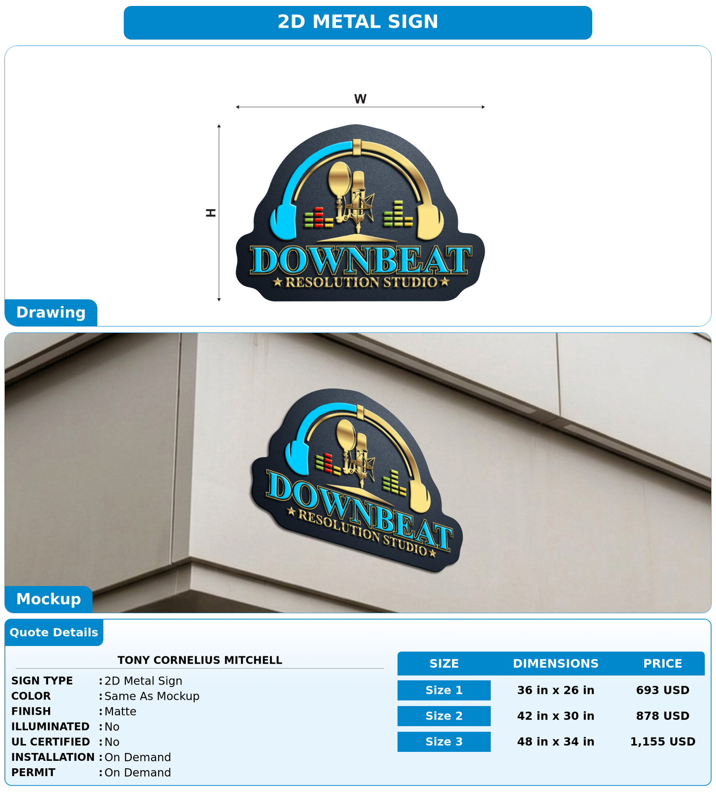CUSTOM MOCKUP SIGN FOR Tony Cornelius Mitchell