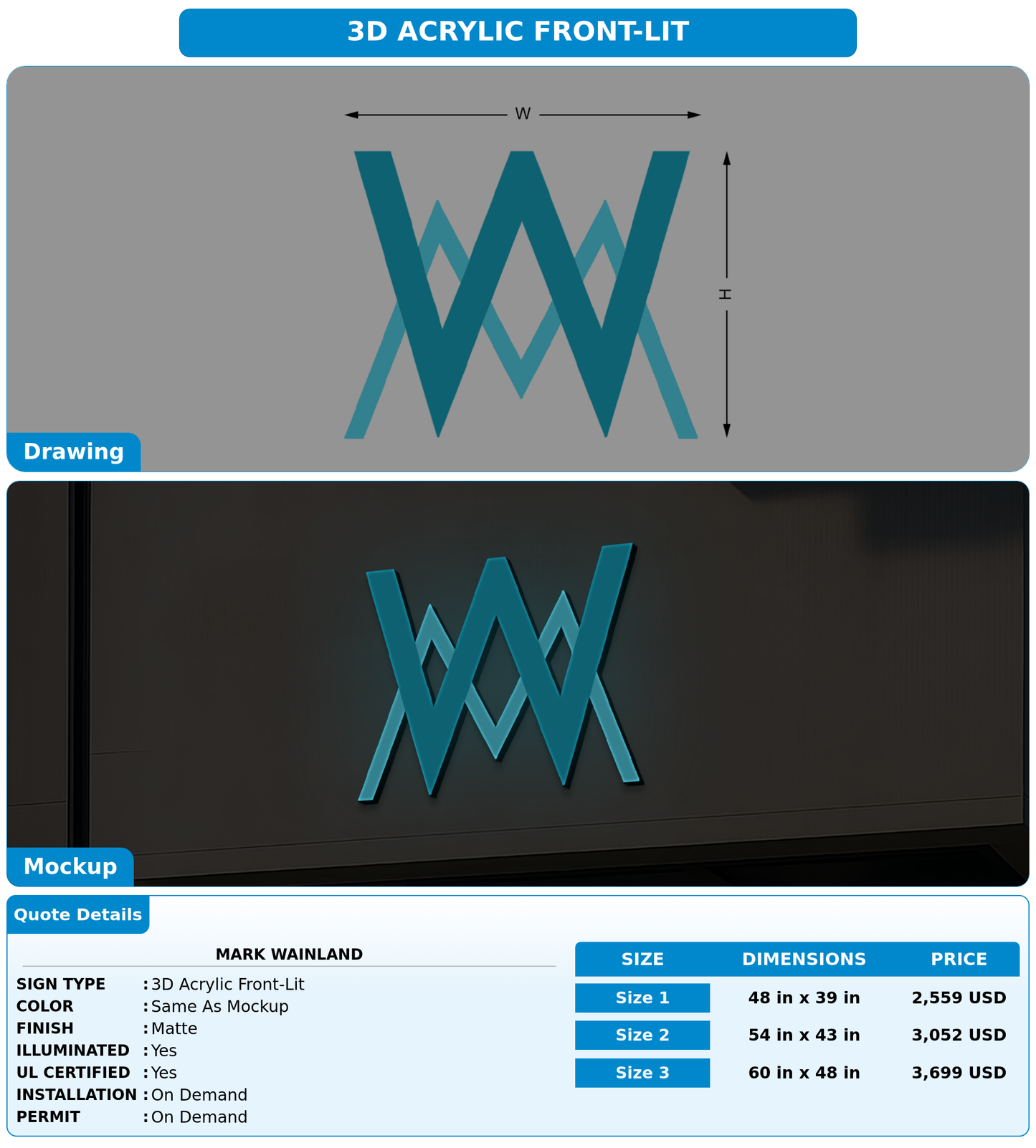 CUSTOM MOCKUP SIGN FOR Mark
  wainland