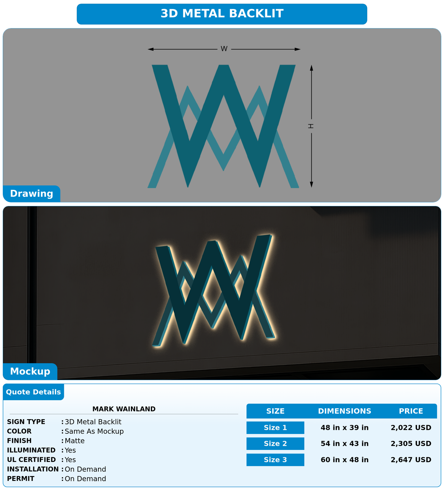 CUSTOM MOCKUP SIGN FOR Mark
  wainland