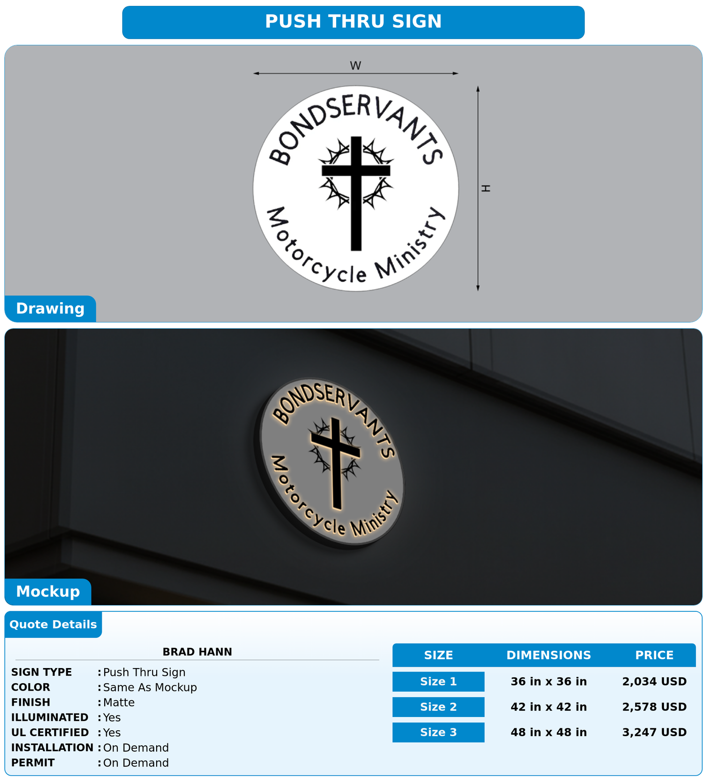 CUSTOM MOCKUP SIGN FOR Brad
  Hann
