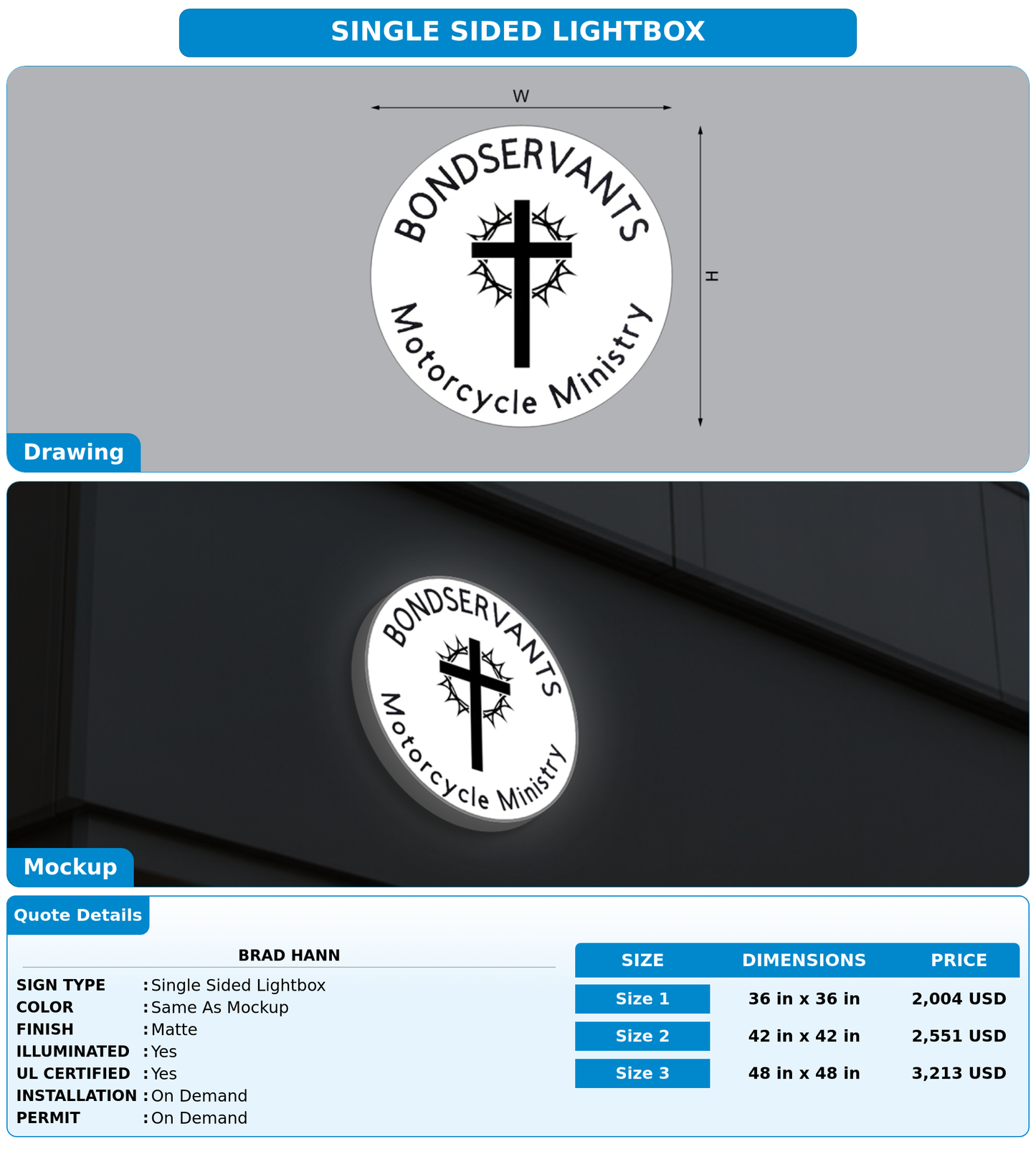 CUSTOM MOCKUP SIGN FOR Brad
  Hann