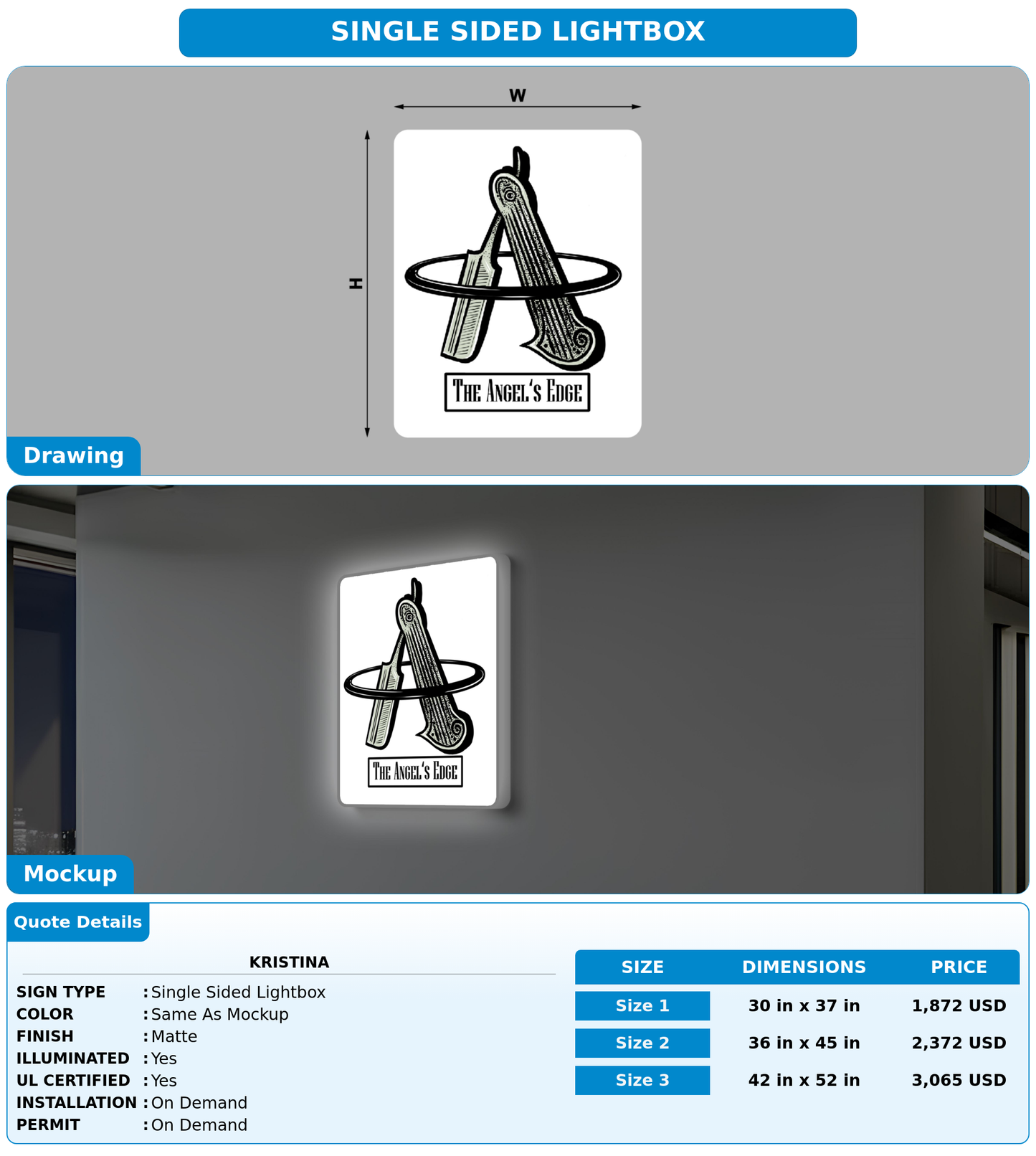 CUSTOM MOCKUP SIGN FOR Kristina