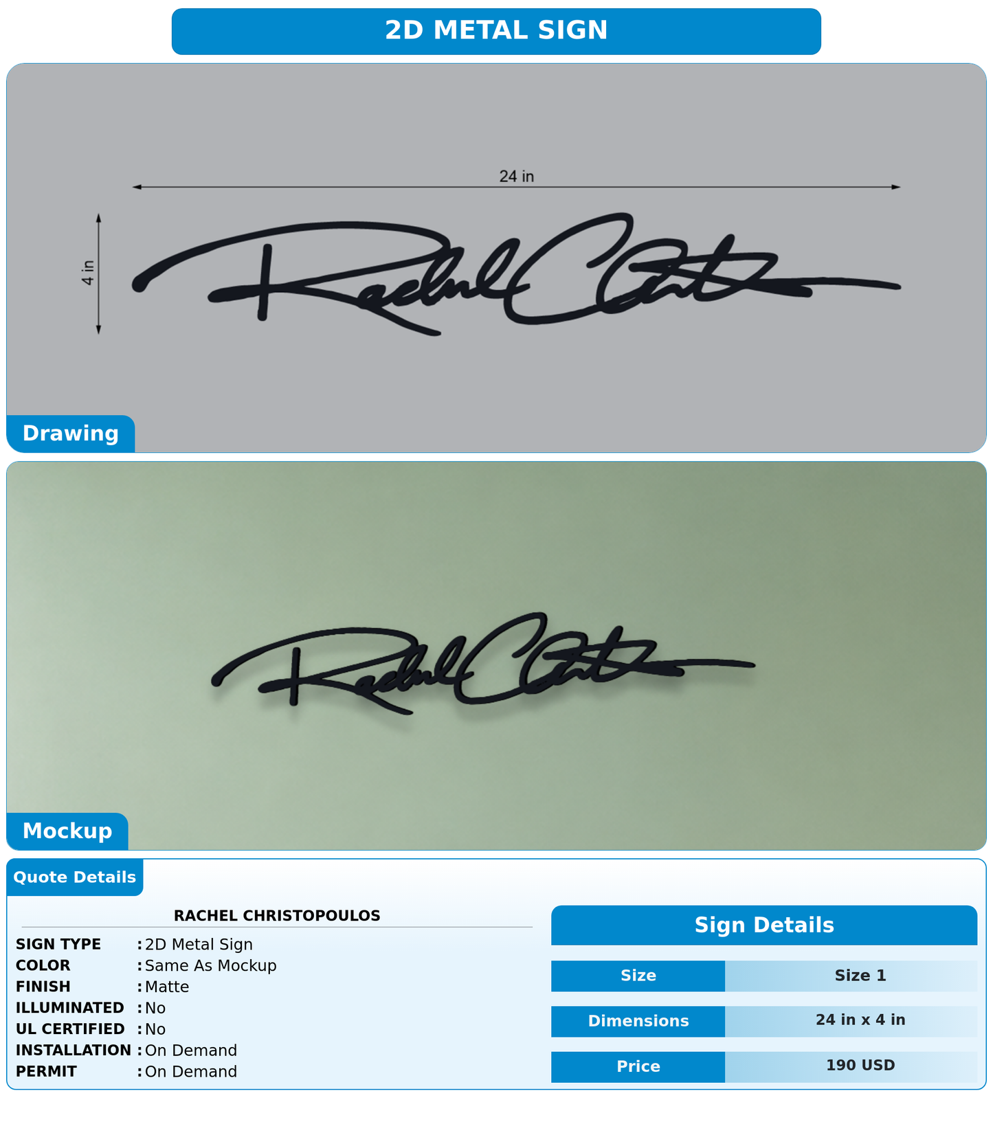 CUSTOM MOCKUP SIGN FOR Rachel Christopoulos
