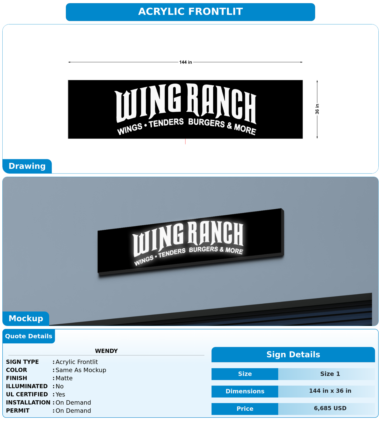 CUSTOM MOCKUP SIGN FOR Wendy