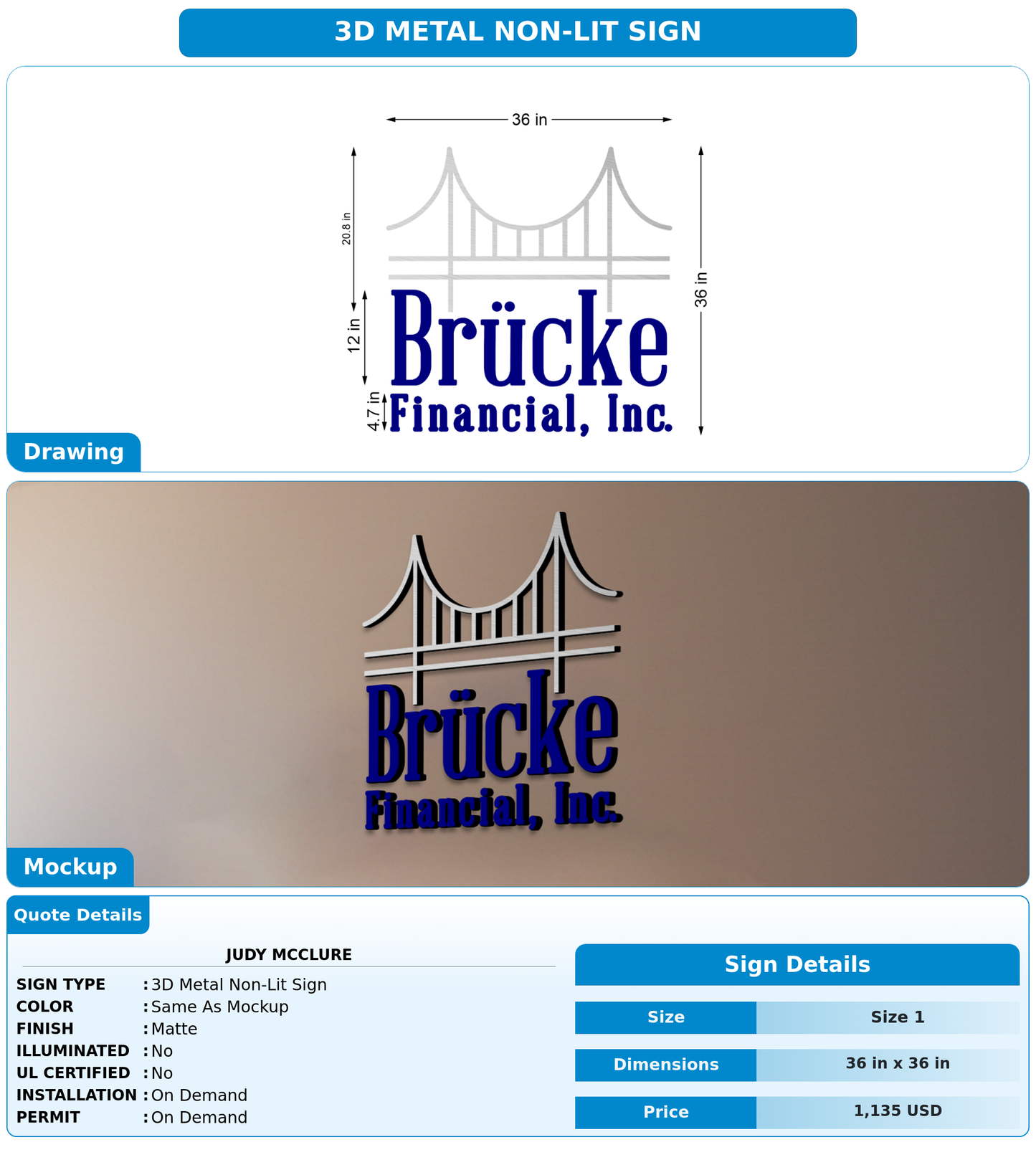 CUSTOM MOCKUP SIGN FOR Judy McClure