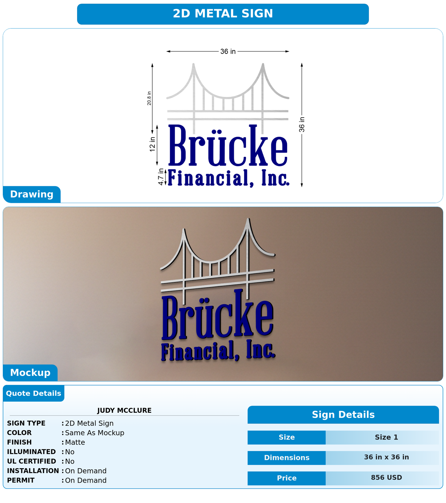 CUSTOM MOCKUP SIGN FOR Judy McClure