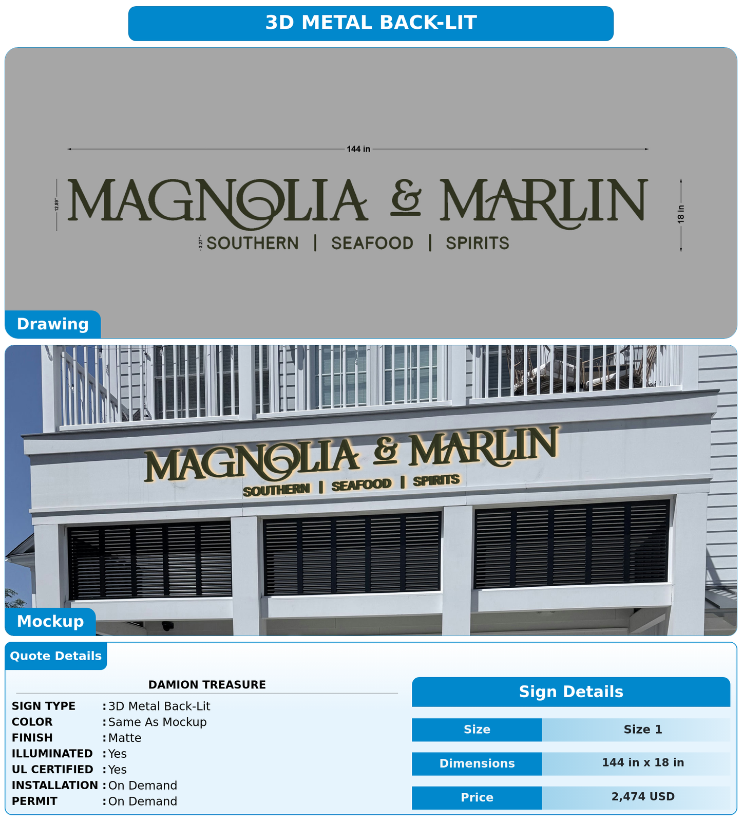 CUSTOM MOCKUP SIGN FOR Damion Treasure