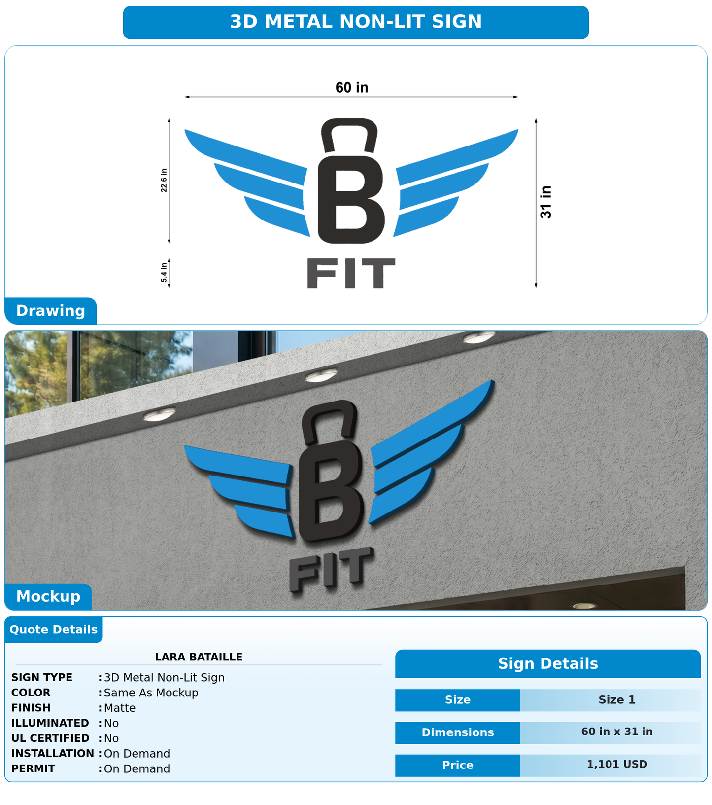 CUSTOM MOCKUP SIGN FOR Lara Bataille