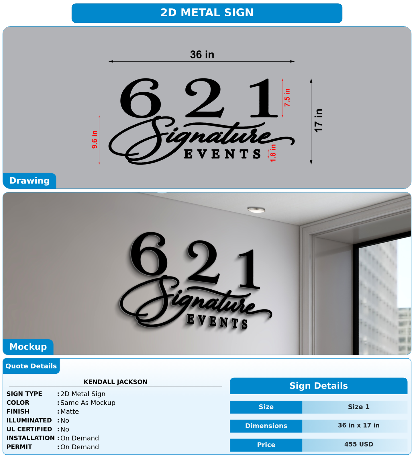 CUSTOM MOCKUP SIGN FOR Kendall Jackson