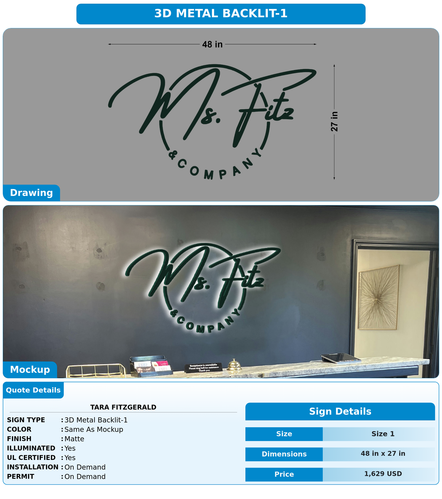 CUSTOM MOCKUP SIGN FOR Tara Fitzgerald