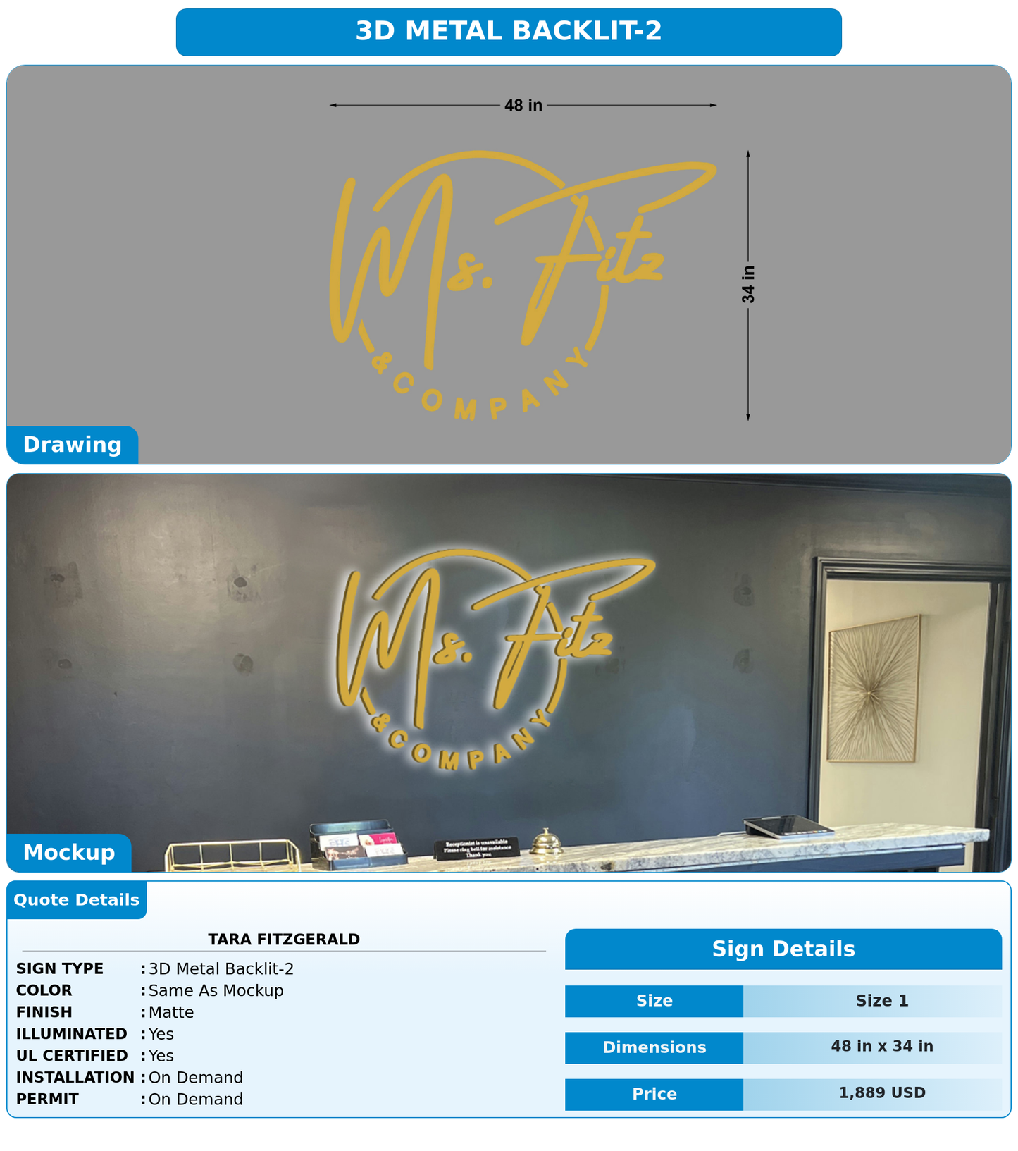CUSTOM MOCKUP SIGN FOR Tara Fitzgerald