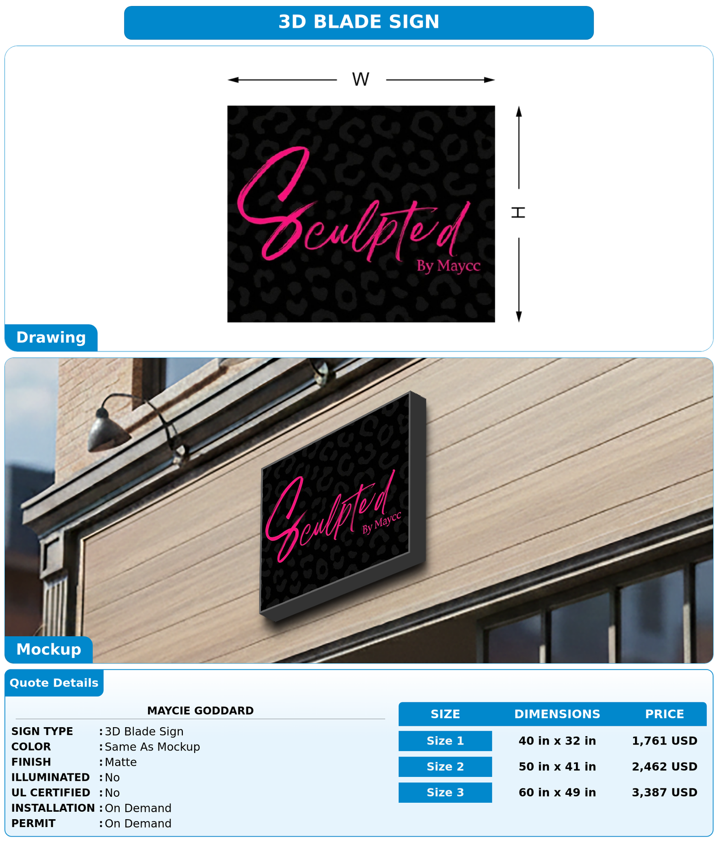 CUSTOM MOCKUP SIGN FOR Maycie Goddard