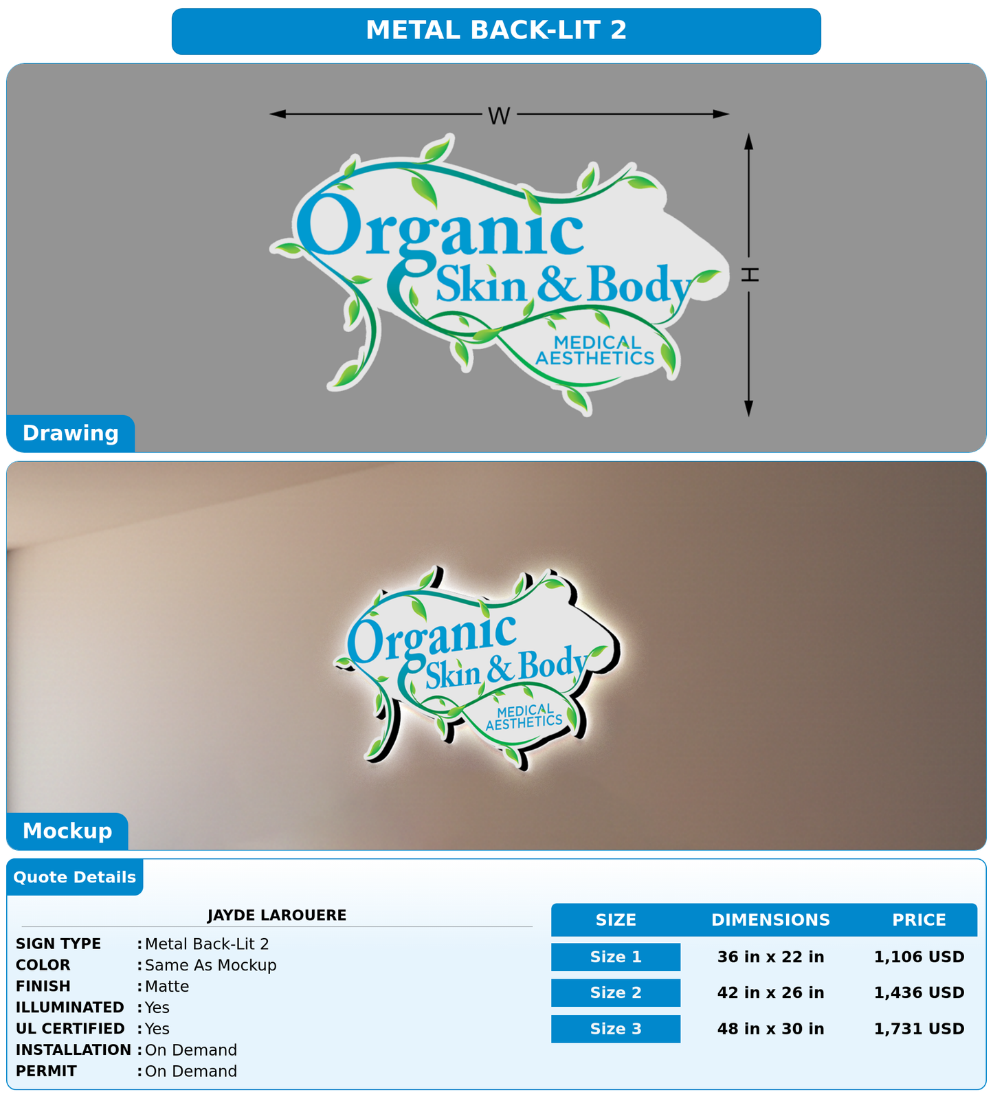 CUSTOM MOCKUP SIGN FOR Jayde Larouere