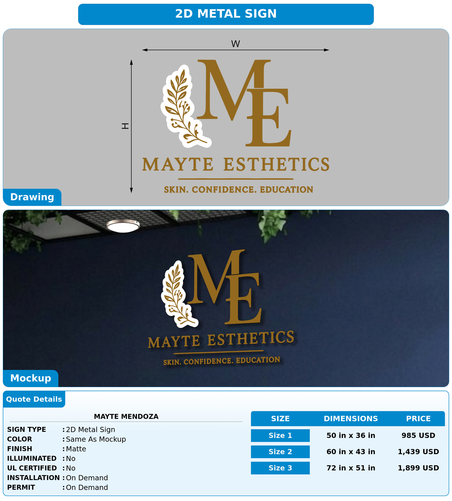 CUSTOM MOCKUP SIGN FOR Mayte Mendoza