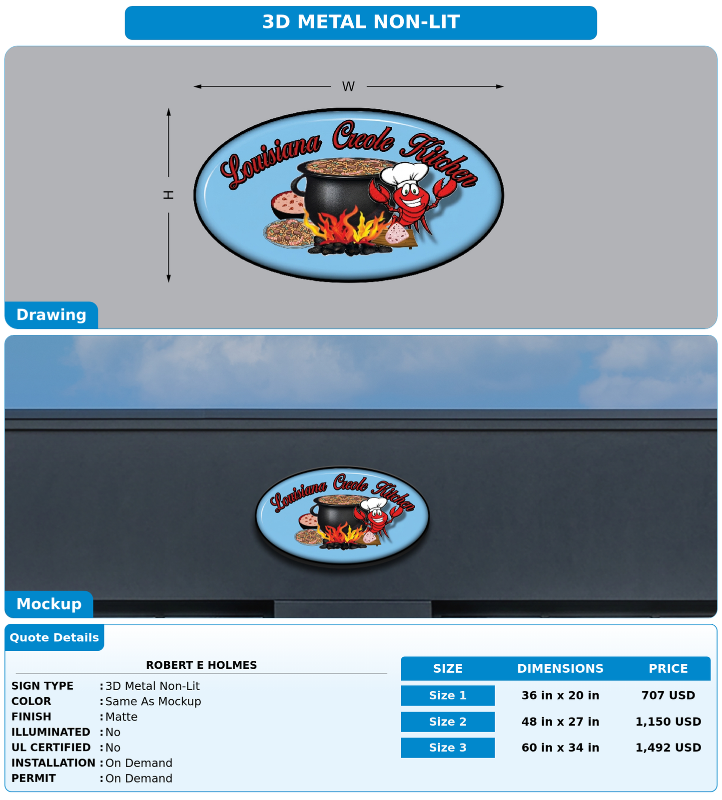CUSTOM MOCKUP SIGN FOR Robert E Holmes