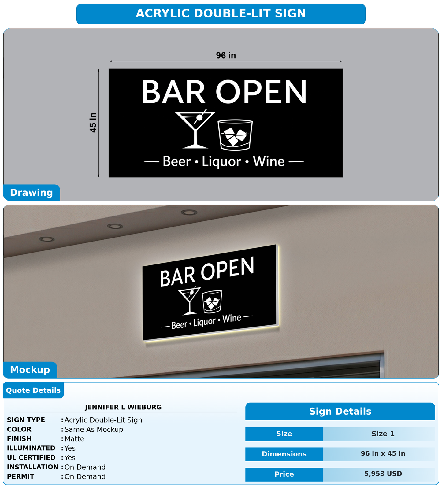 CUSTOM MOCKUP SIGN FOR Jennifer L Wieburg