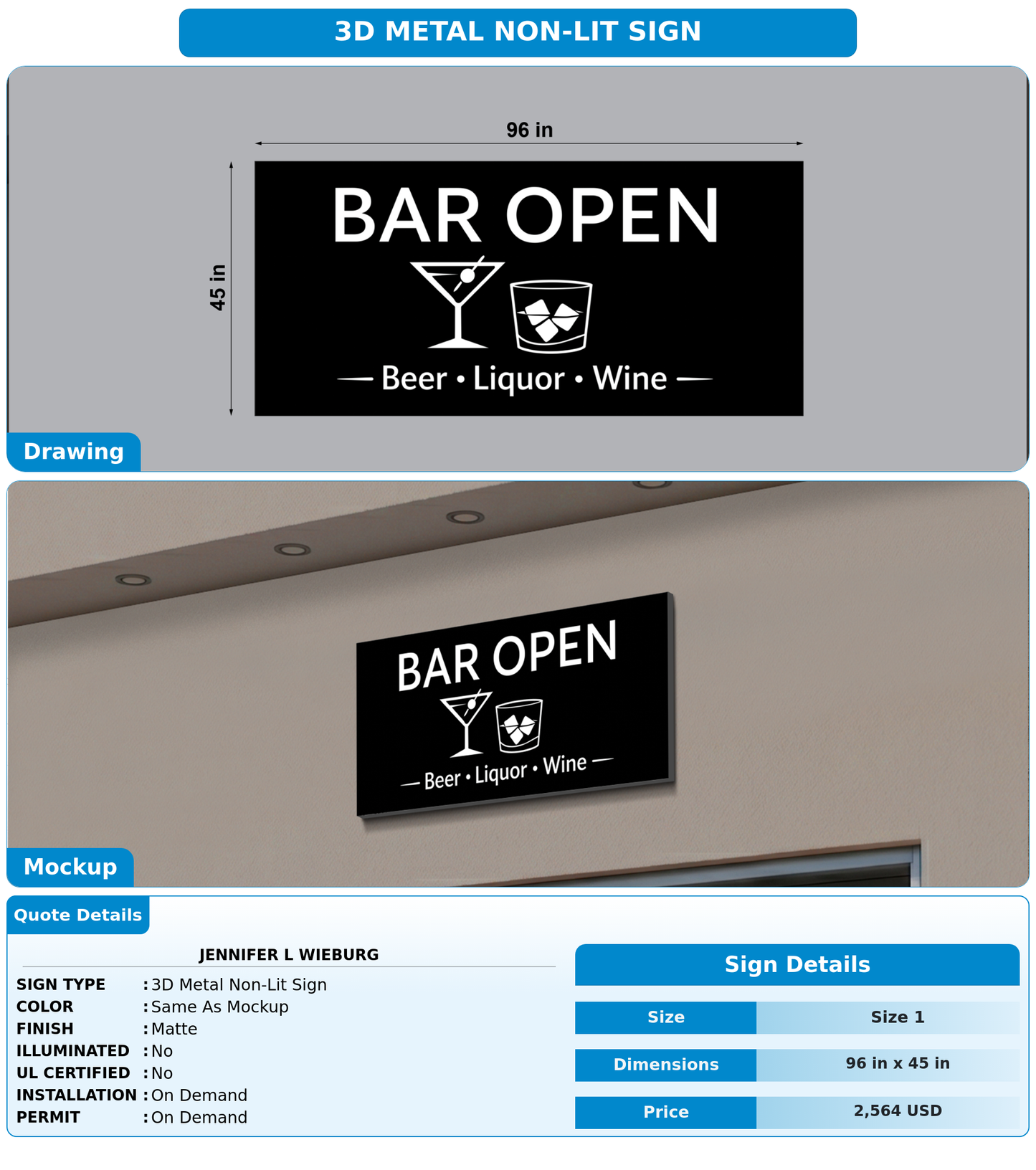 CUSTOM MOCKUP SIGN FOR Jennifer L Wieburg