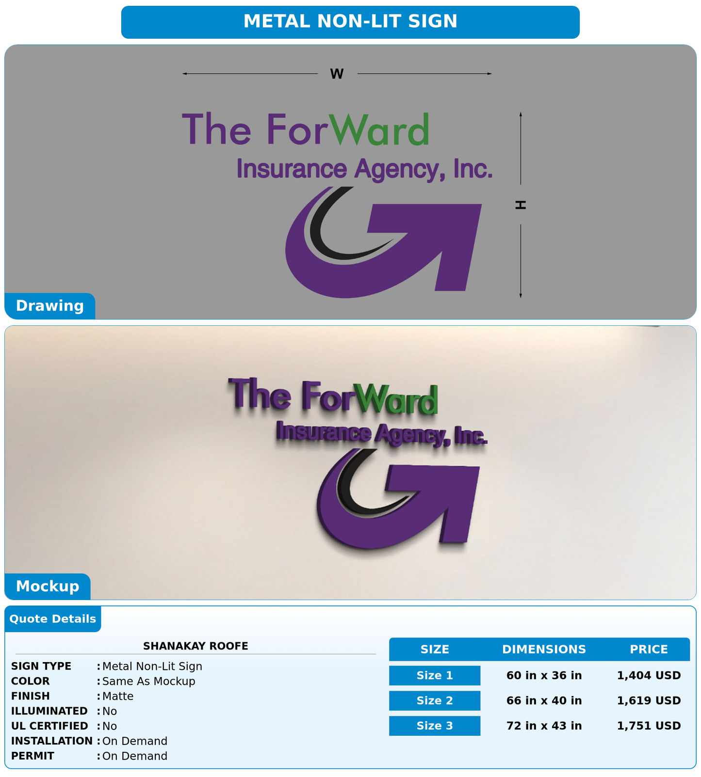CUSTOM MOCKUP SIGN FOR Shanakay Roofe