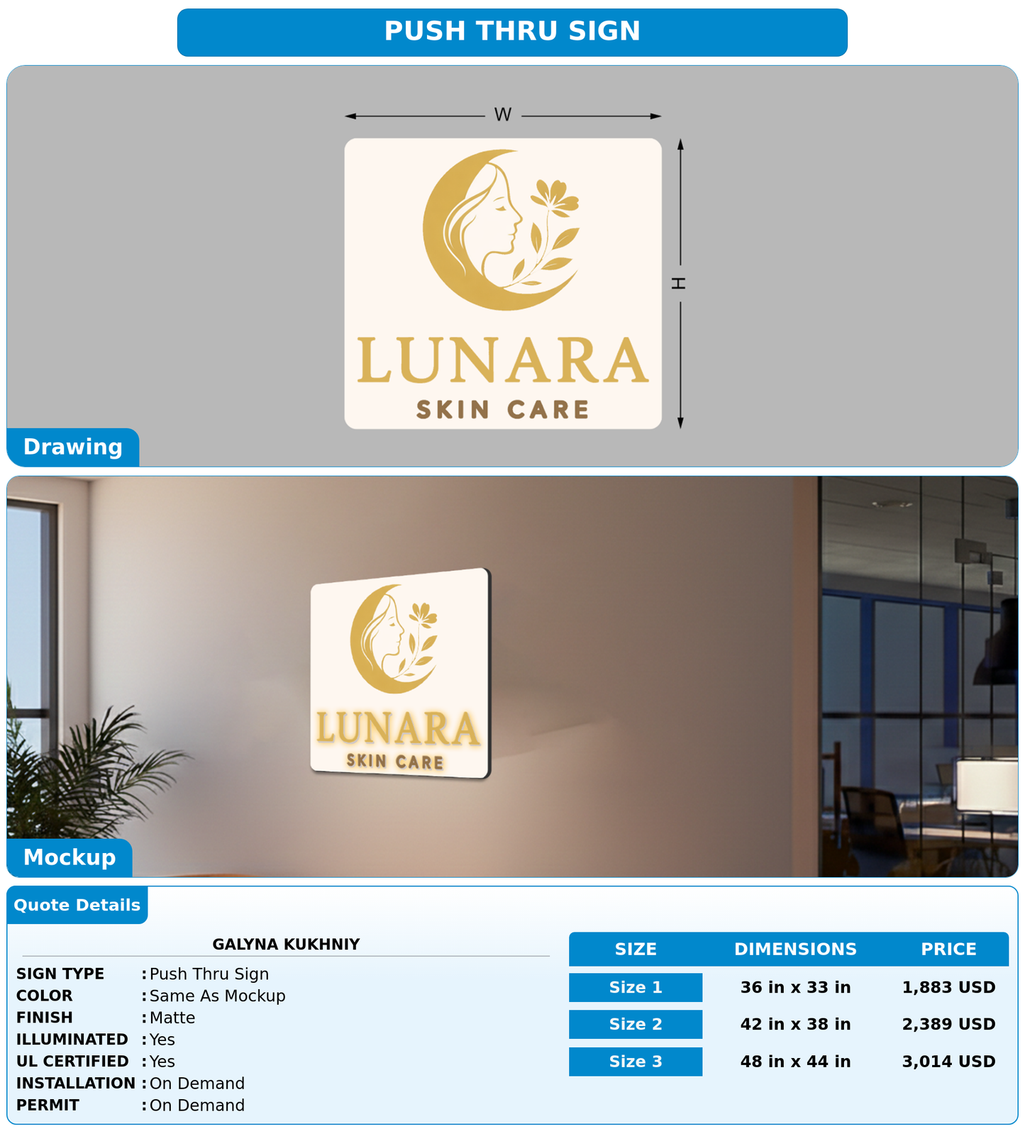 CUSTOM MOCKUP SIGN FOR Galyna Kukhniy