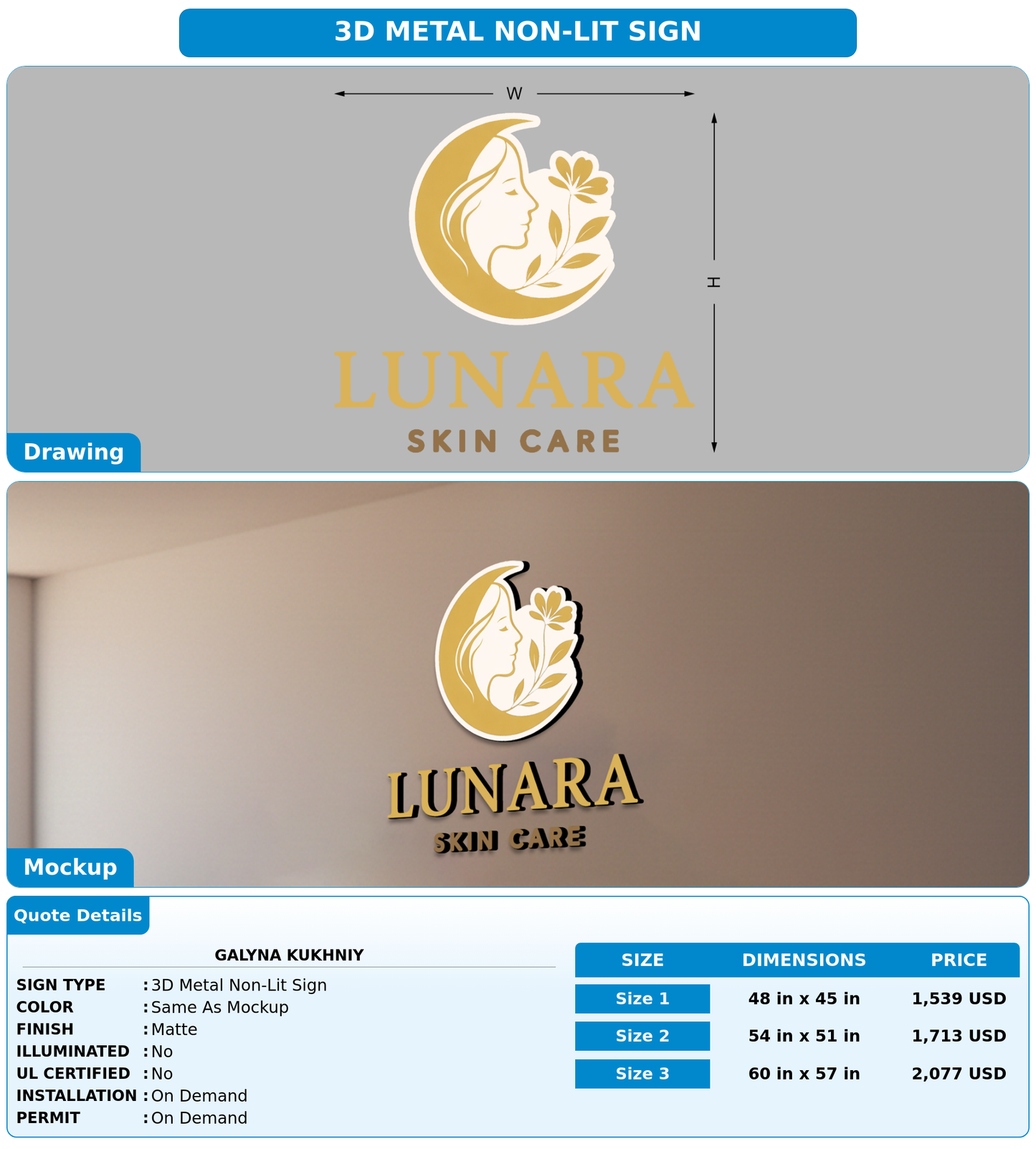 CUSTOM MOCKUP SIGN FOR Galyna Kukhniy